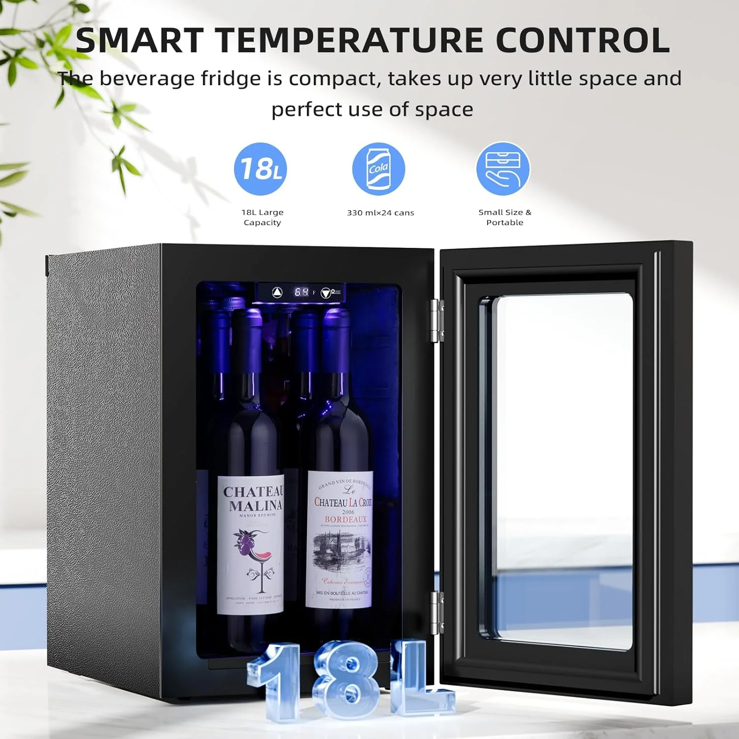 0.6Cu. Ft. Freestanding Wine Cellar Mini Fridge, 4-Bottle Red Wine with 6-Can Beverage Refrigerator, Quiet Compressor, LED Light and Display - Image 2
