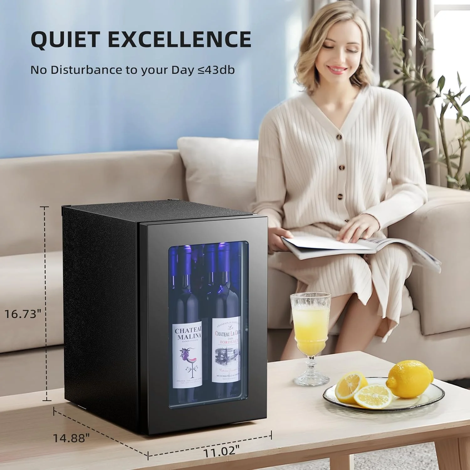 0.6Cu. Ft. Freestanding Wine Cellar Mini Fridge, 4-Bottle Red Wine with 6-Can Beverage Refrigerator, Quiet Compressor, LED Light and Display - Image 5