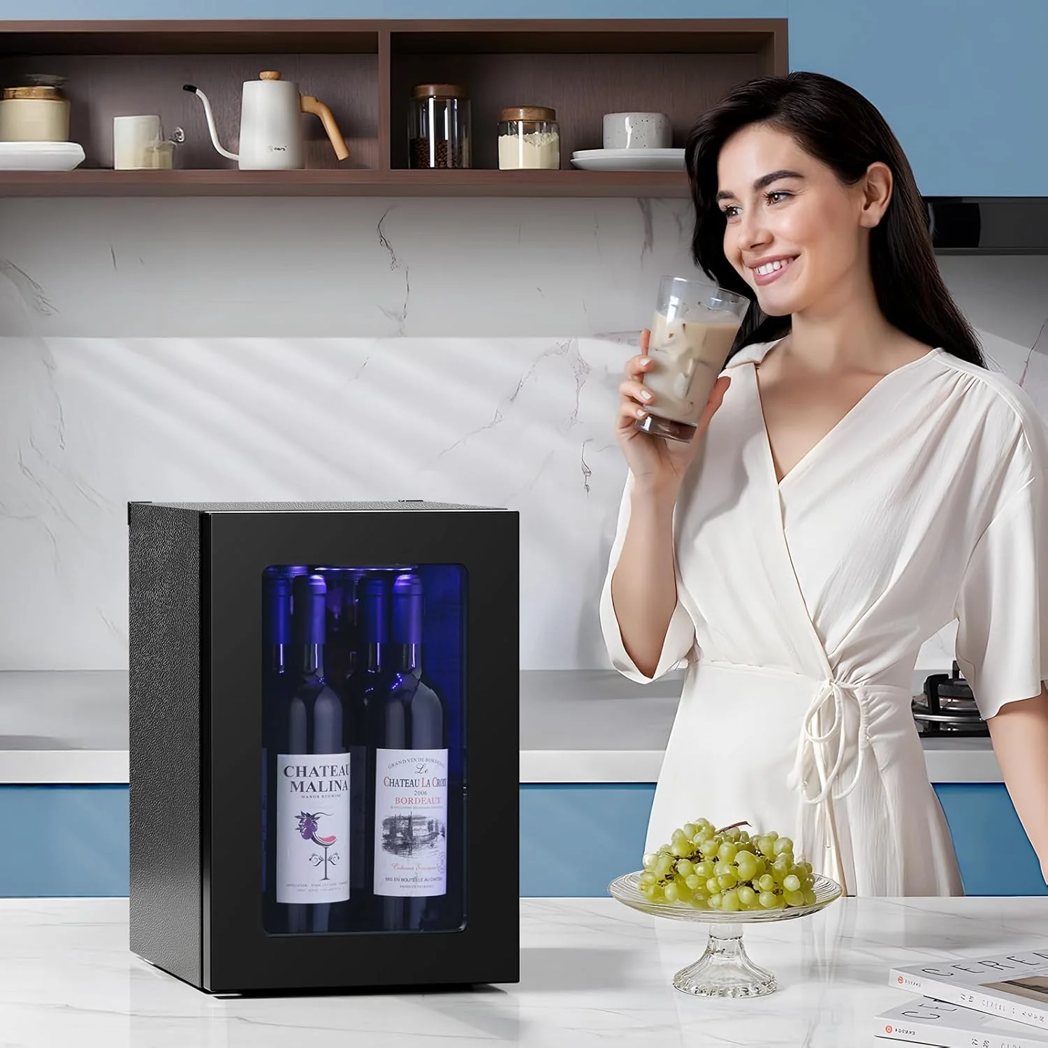 0.6Cu. Ft. Freestanding Wine Cellar Mini Fridge, 4-Bottle Red Wine with 6-Can Beverage Refrigerator, Quiet Compressor, LED Light and Display - Image 7