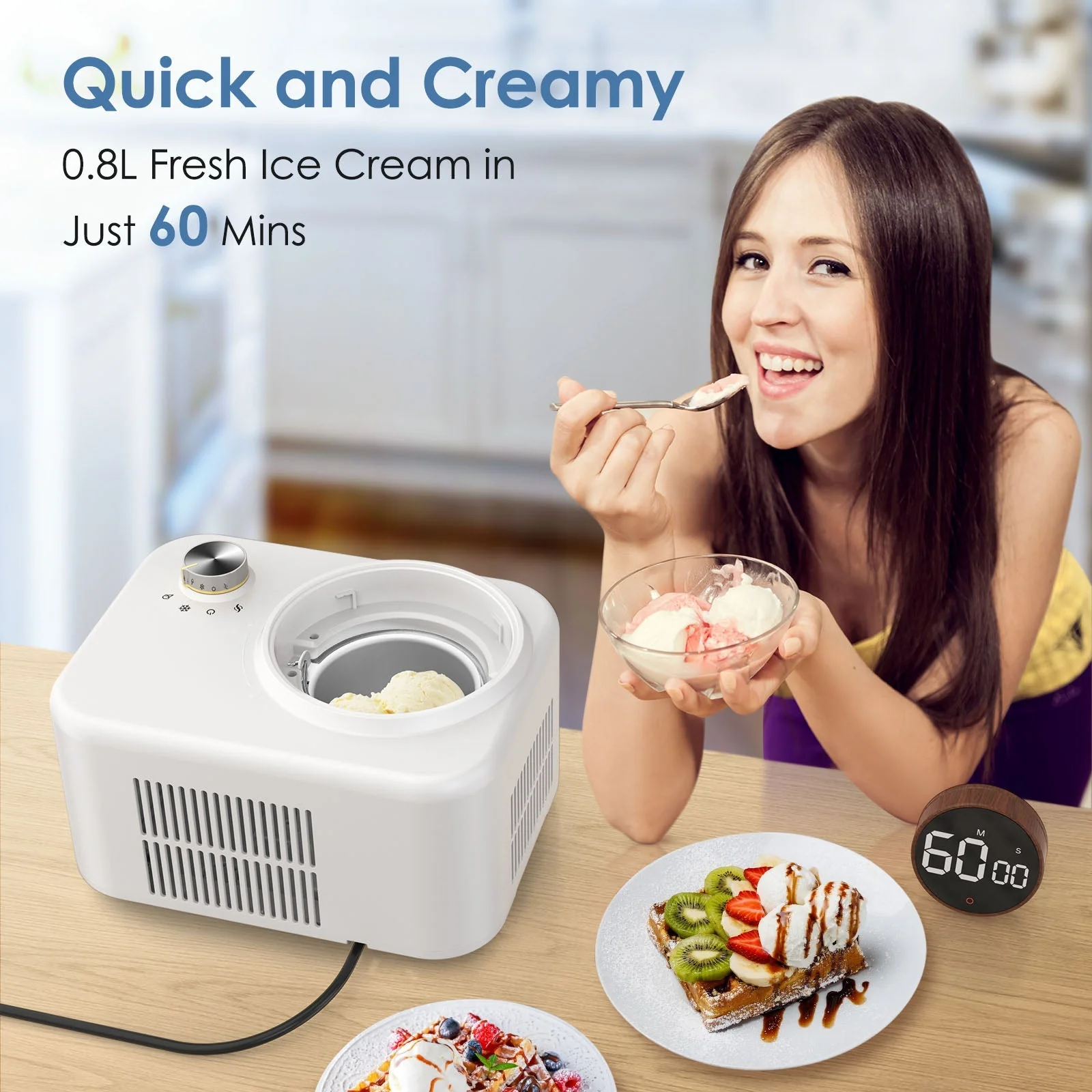 0.8L Ice Cream Maker with Compressor IC3908 - Image 3