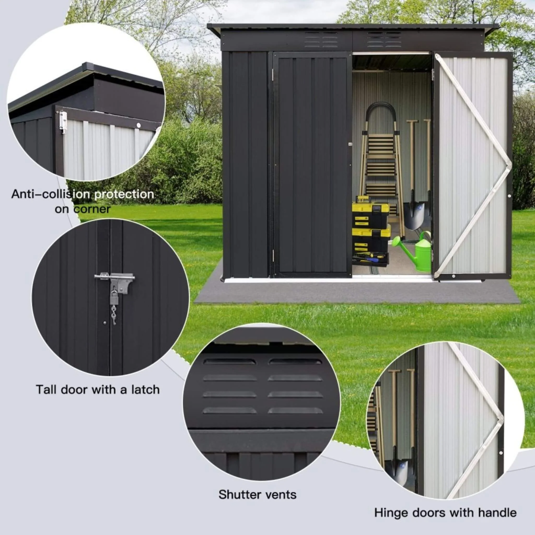 [04X06FT] Alora Premium Small Outdoor Metal Garden Storage Shed (SAK67084) - Image 3