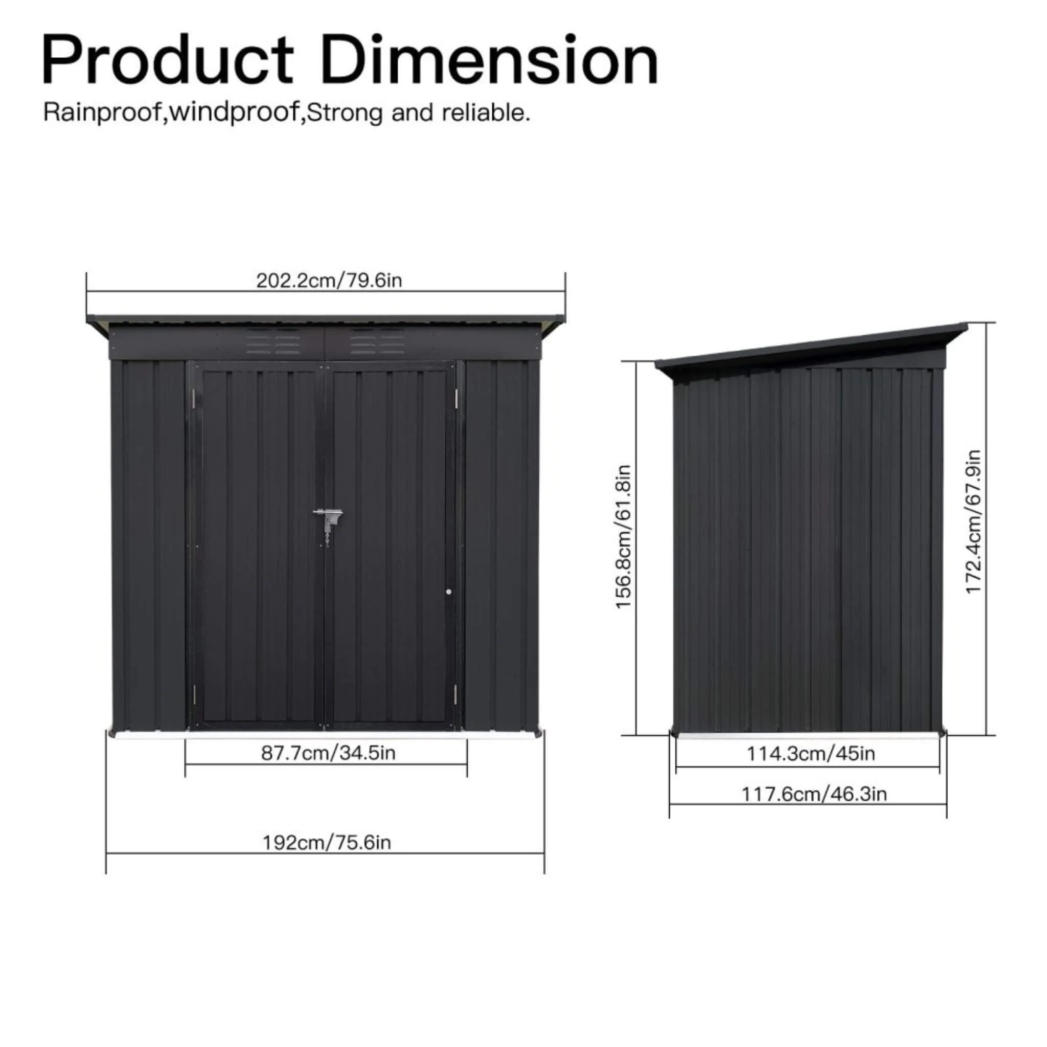[04X06FT] Alora Premium Small Outdoor Metal Garden Storage Shed (SAK67084) - Image 5