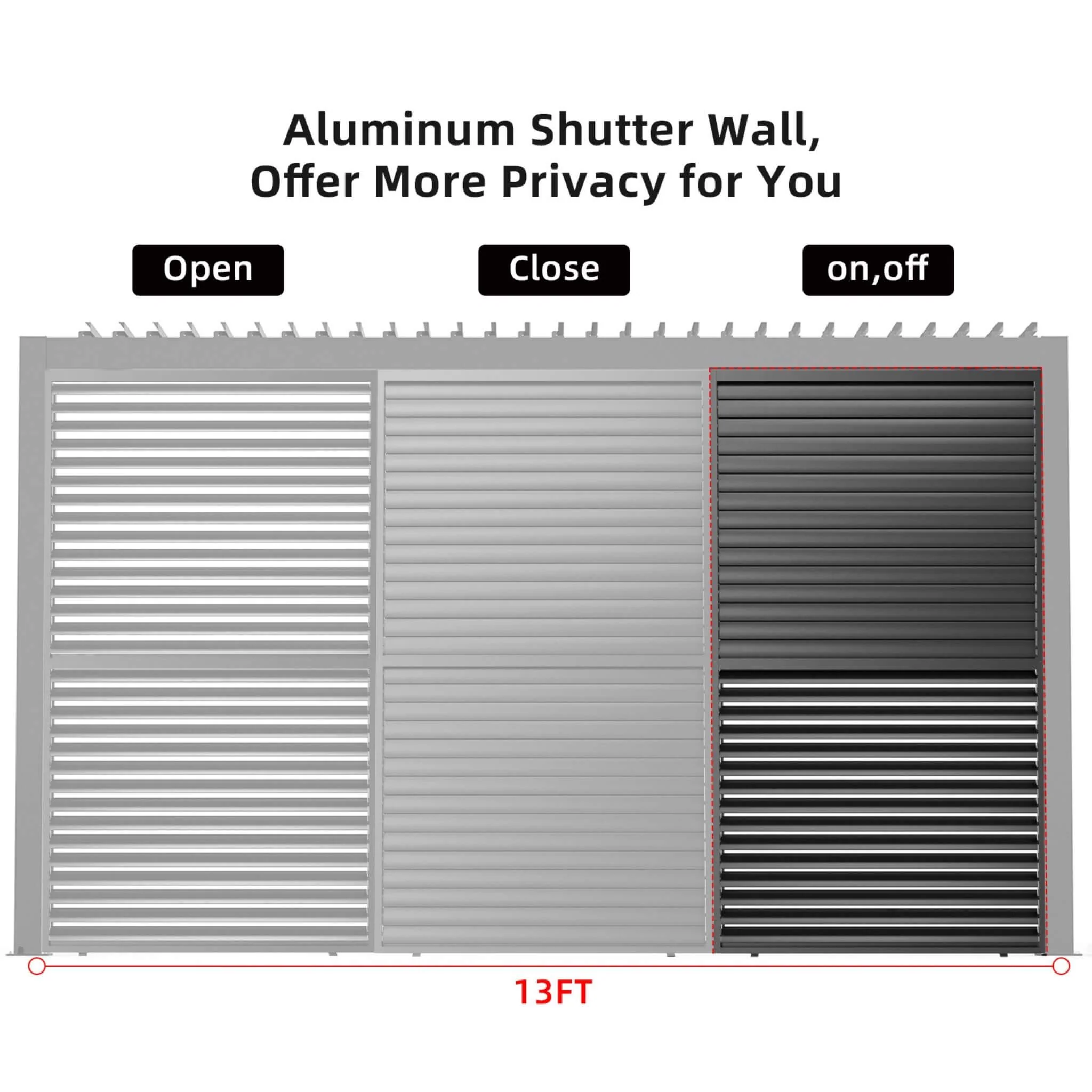 [04X07FT] Alora Premium Adjustable Aluminum Louvered Pergola With Side Wall Panel (SAK25458) - Image 3