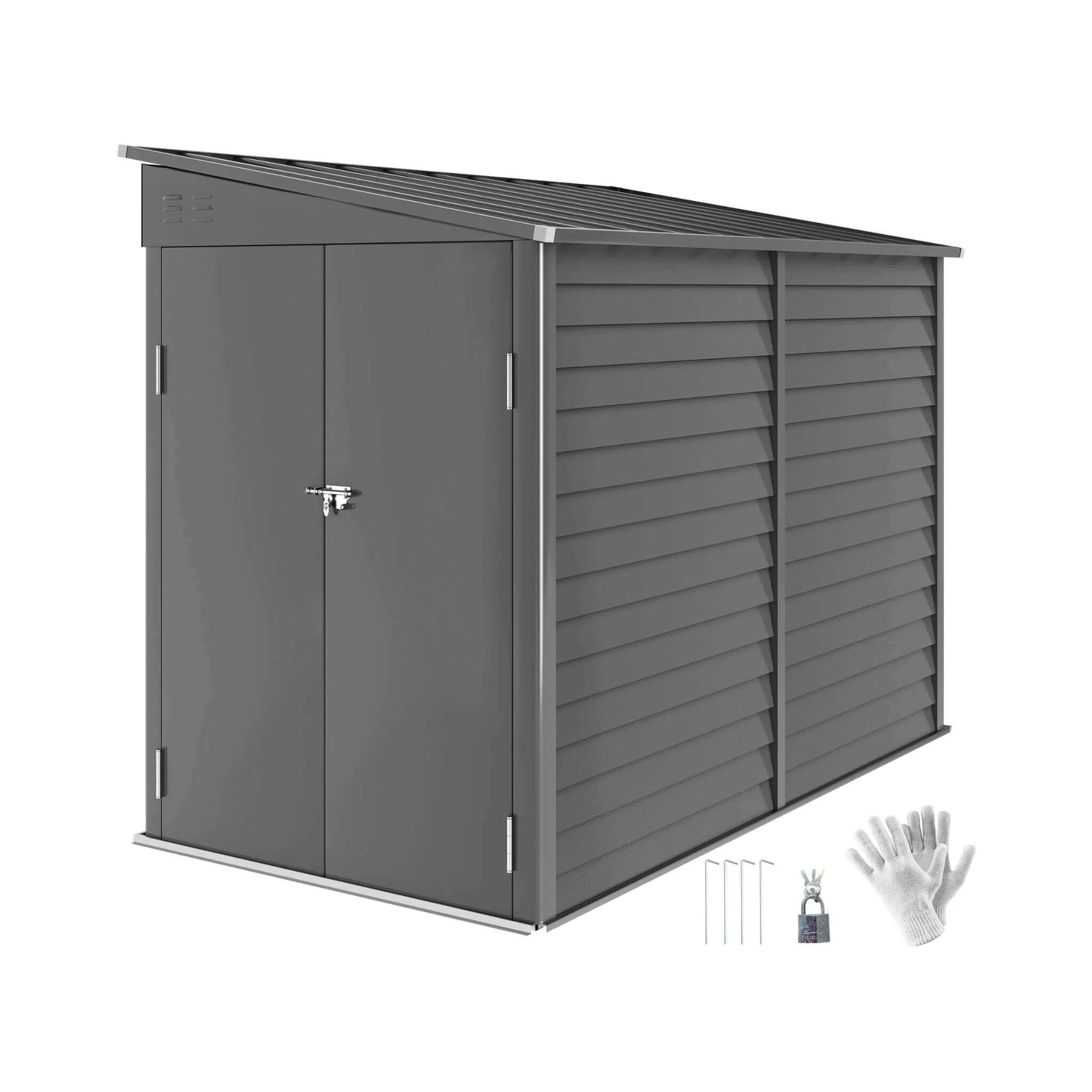 [05X09FT] Heavy-Duty Outdoor Galvanized Steel Storage Shed With Lockable Doors (SAK80637) - Image 11