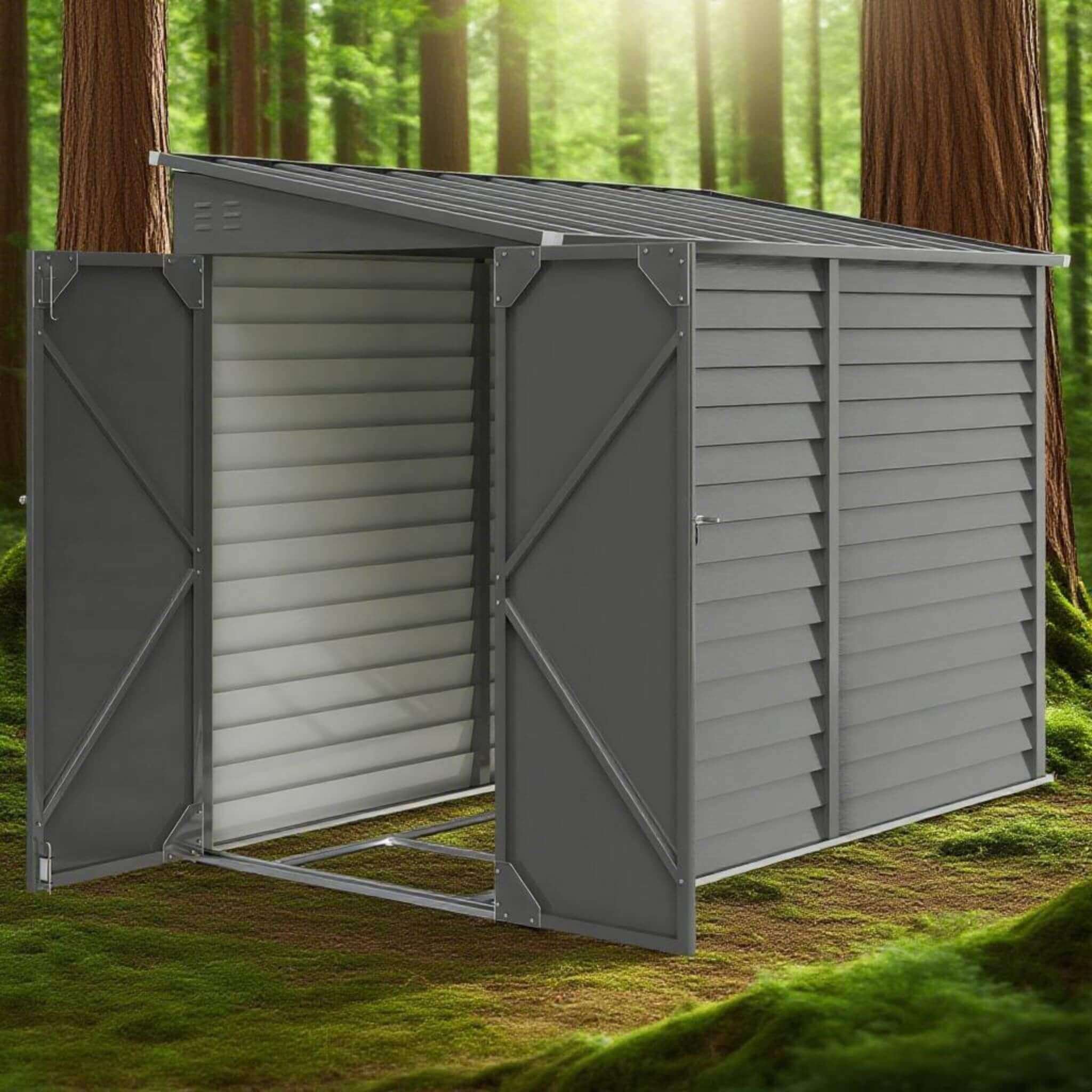 [05X09FT] Heavy-Duty Outdoor Galvanized Steel Storage Shed With Lockable Doors (SAK80637) - Image 5