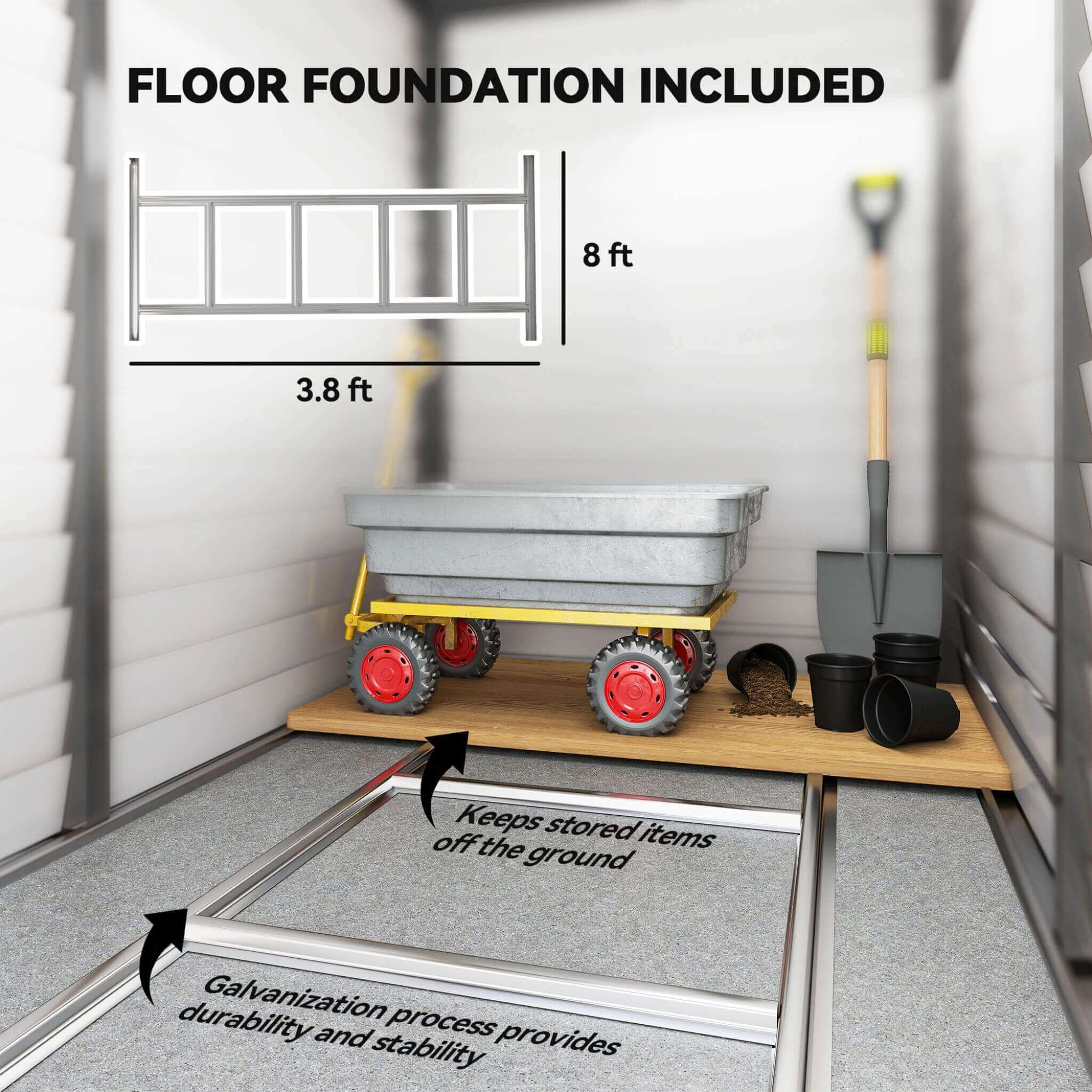[05X09FT] Heavy-Duty Outdoor Galvanized Steel Storage Shed With Lockable Doors (SAK80637) - Image 6