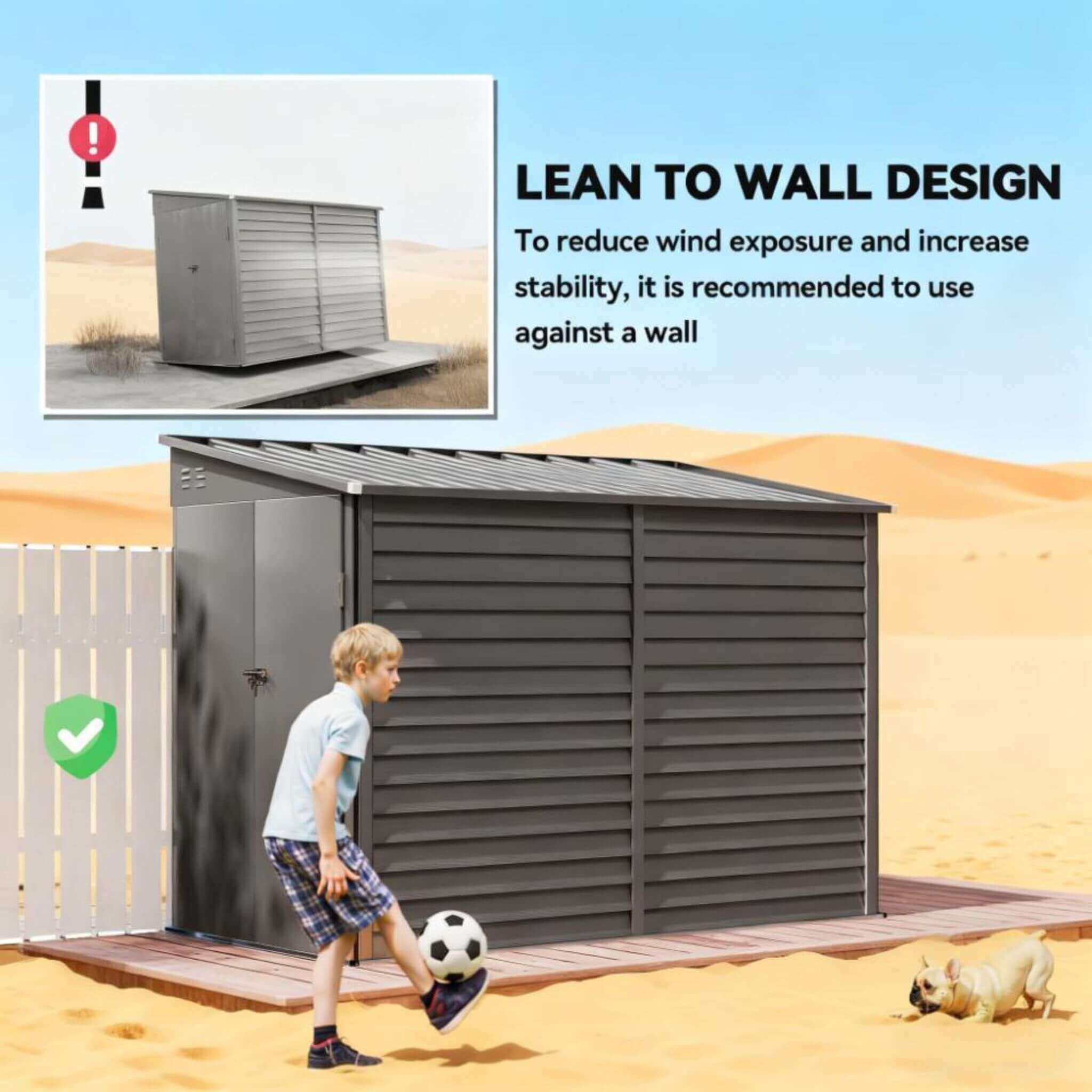 [05X09FT] Heavy-Duty Outdoor Galvanized Steel Storage Shed With Lockable Doors (SAK80637) - Image 8