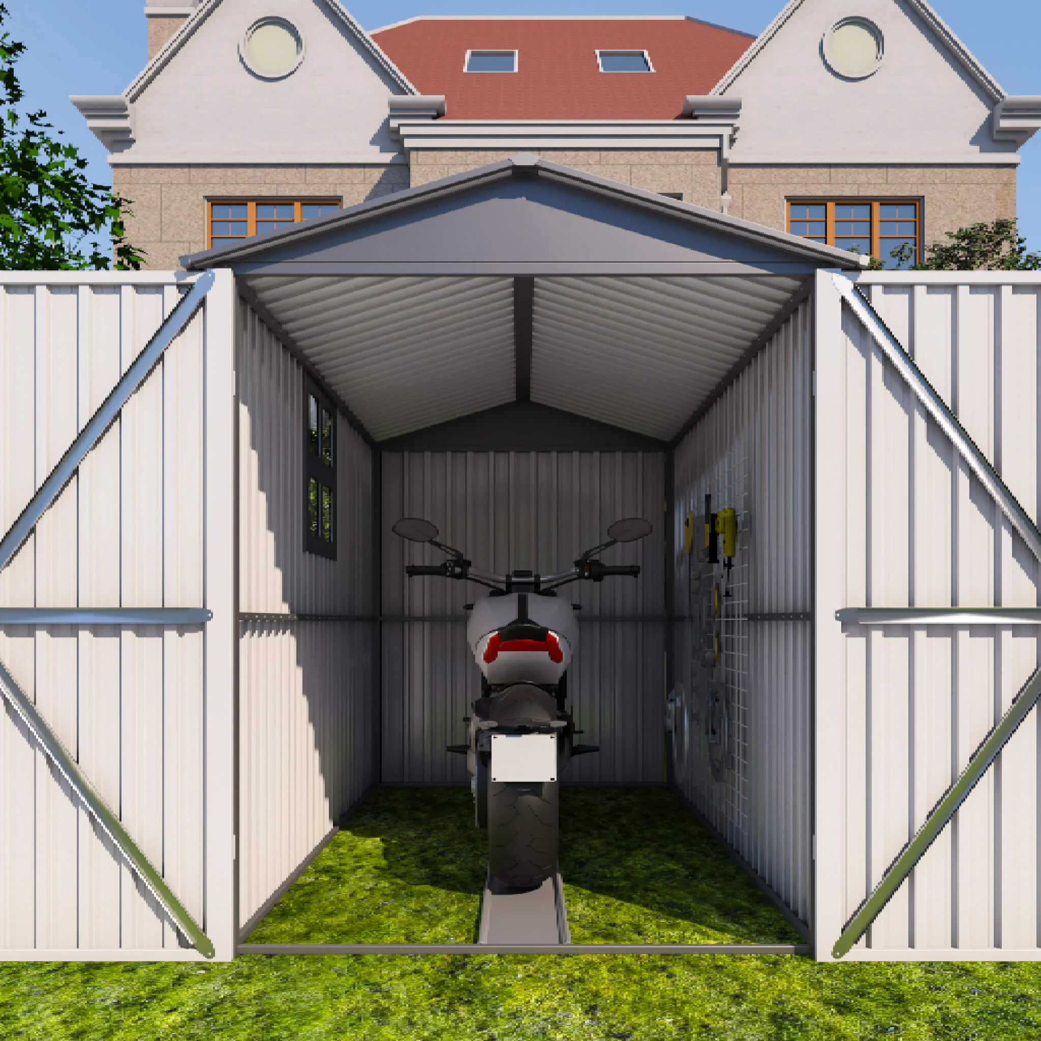[05X10FT] Alora Large Weatherproof Outdoor Motocycle And Tools Storage Shed (SAK91642) - Image 3