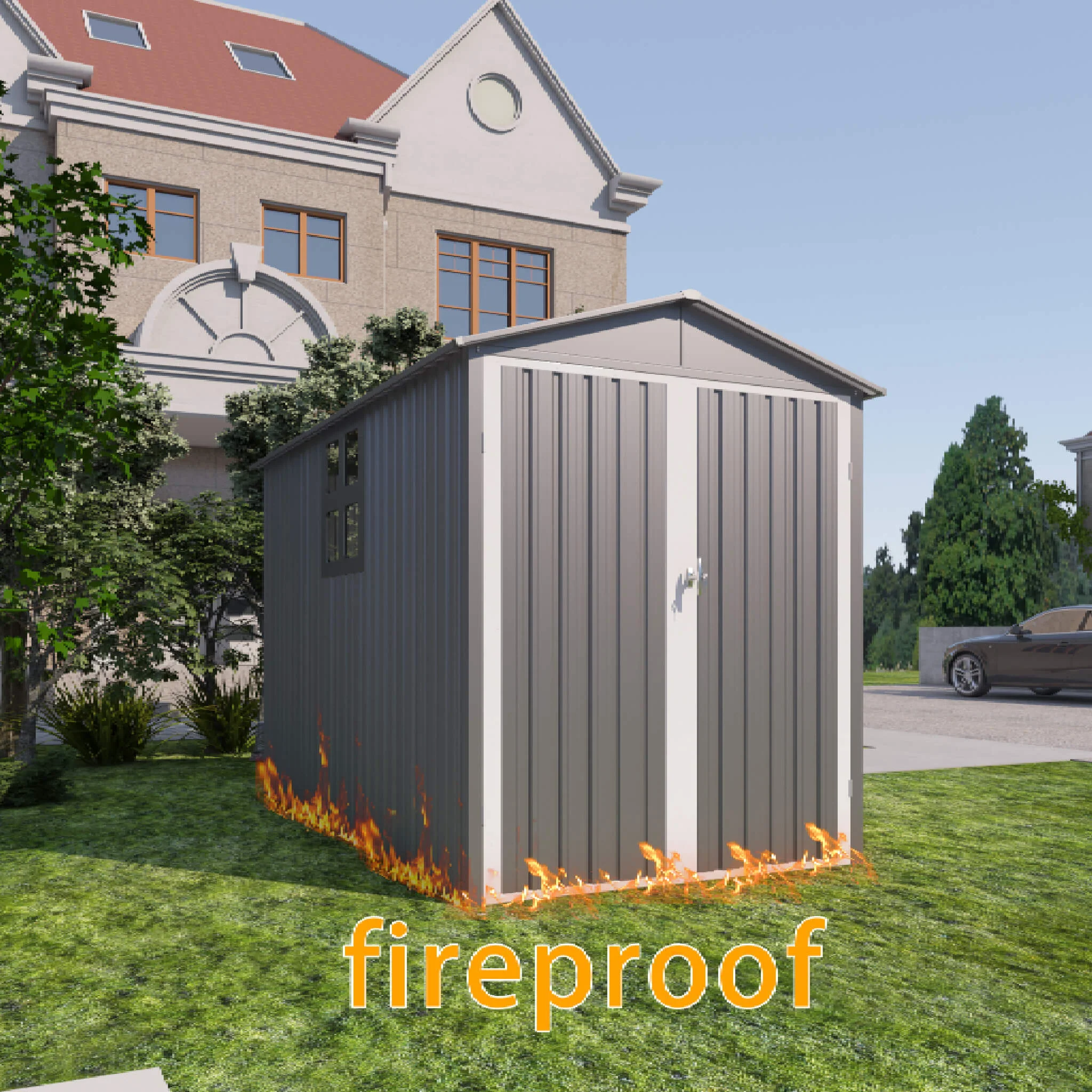 [05X10FT] Alora Large Weatherproof Outdoor Motocycle And Tools Storage Shed (SAK91642) - Image 5