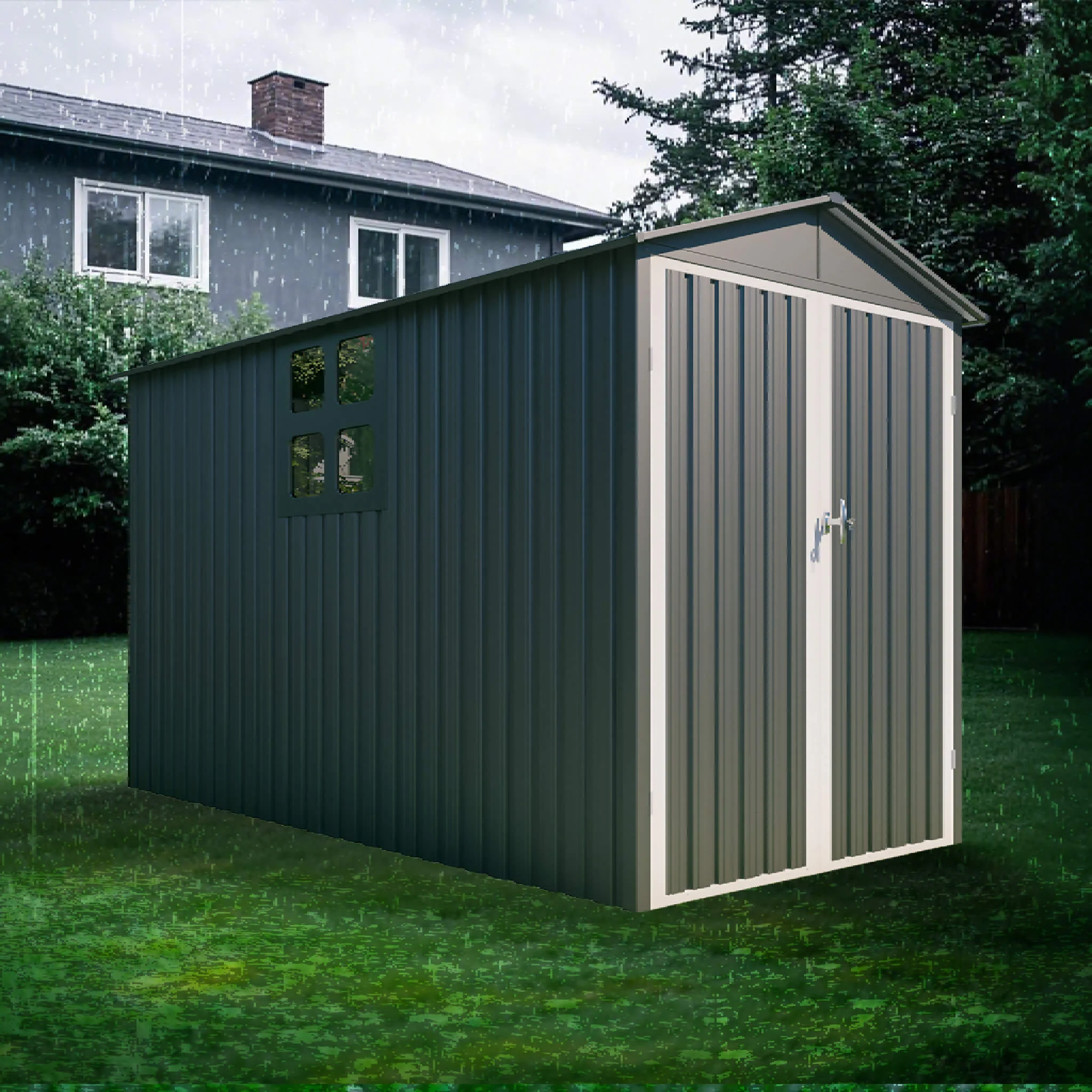 [05X10FT] Alora Large Weatherproof Outdoor Motocycle And Tools Storage Shed (SAK91642) - Image 6