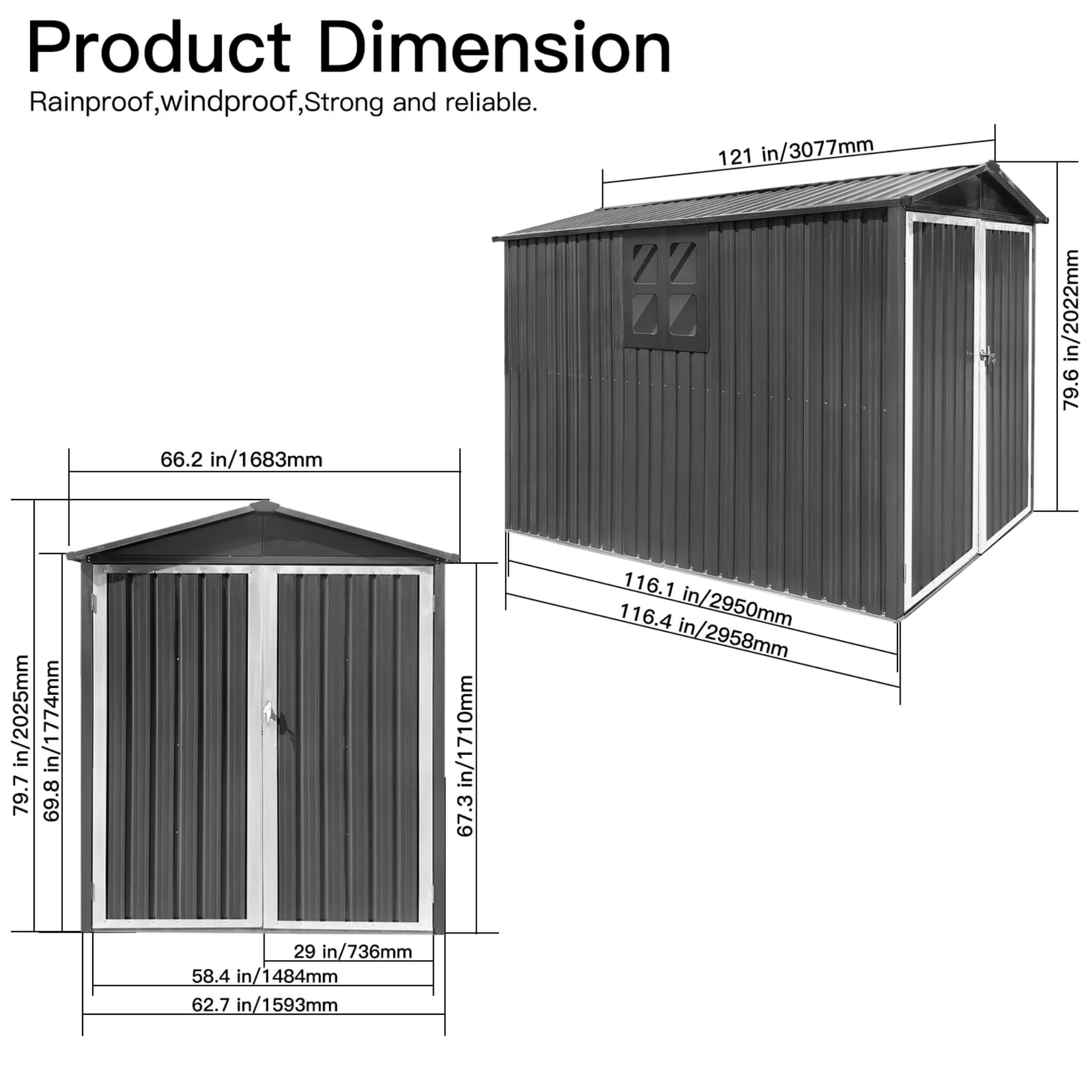 [05X10FT] Alora Large Weatherproof Outdoor Motocycle And Tools Storage Shed (SAK91642) - Image 7