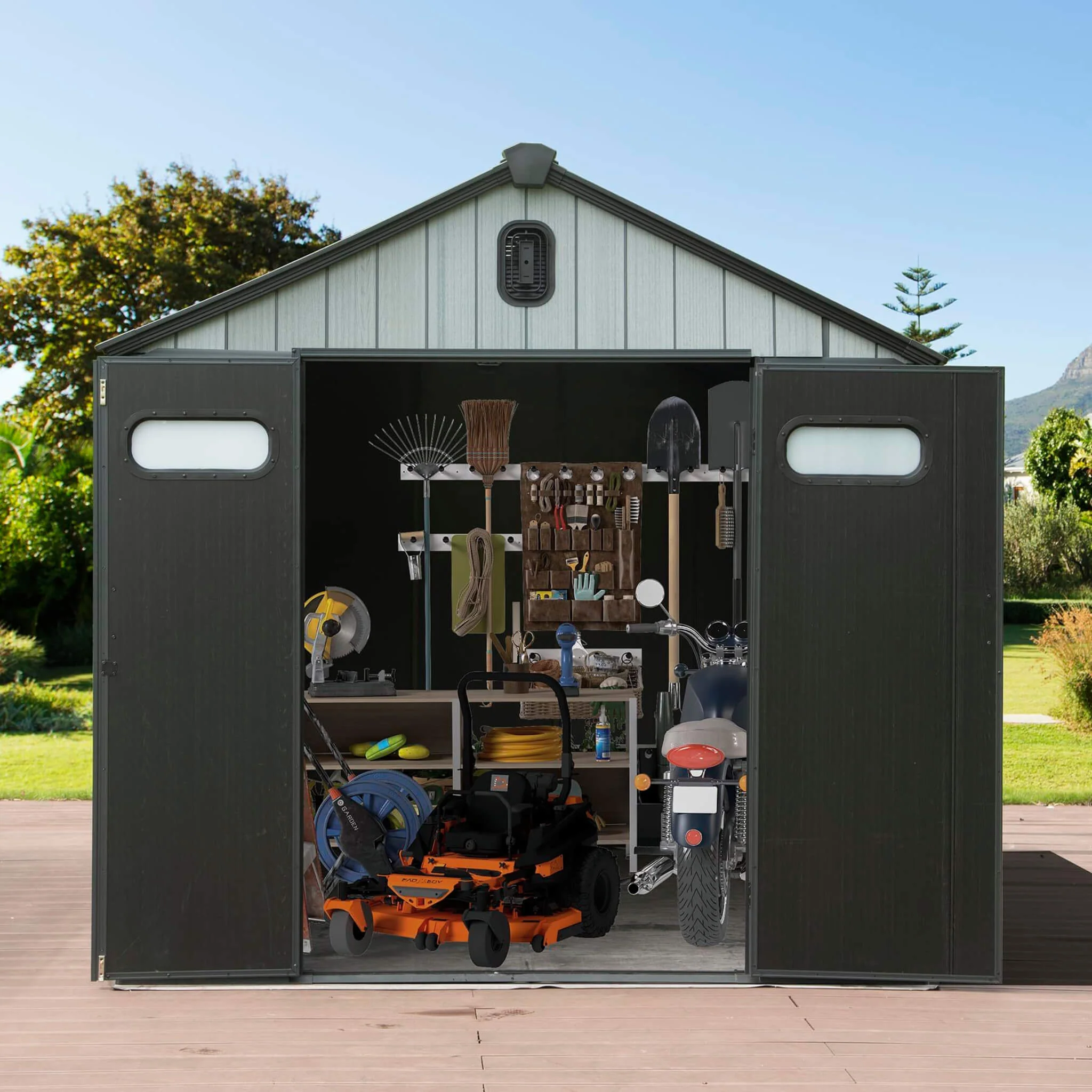[06X08FT] Alora Heavy-Duty Outdoor All-Weather Resin Storage Shed With Lockable Doors, Windows, And Vents (SAK39874) - Image 5