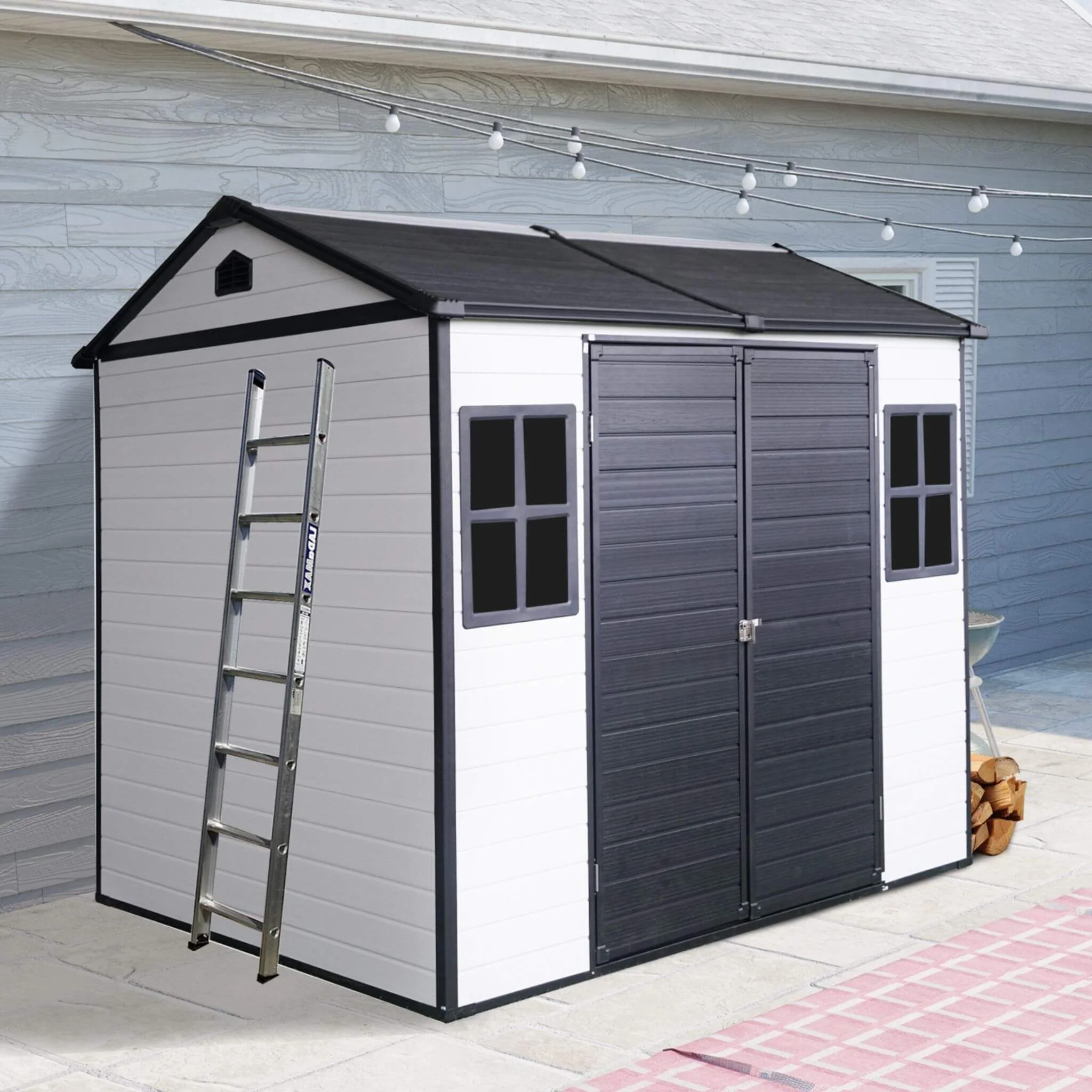 [06X08FT] Alora Heavy-Duty Outdoor Resin Storage Shed With Lockable Doors And Built-In Floor (SAK26342) - Image 3
