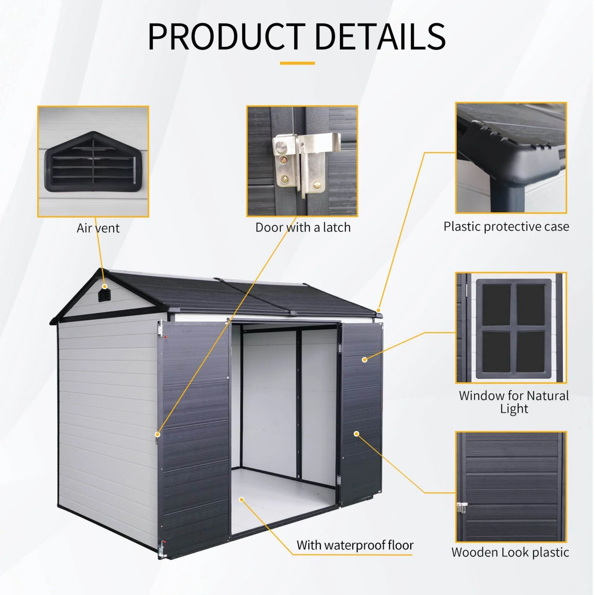 [06X08FT] Alora Heavy-Duty Outdoor Resin Storage Shed With Lockable Doors And Built-In Floor (SAK26342) - Image 4