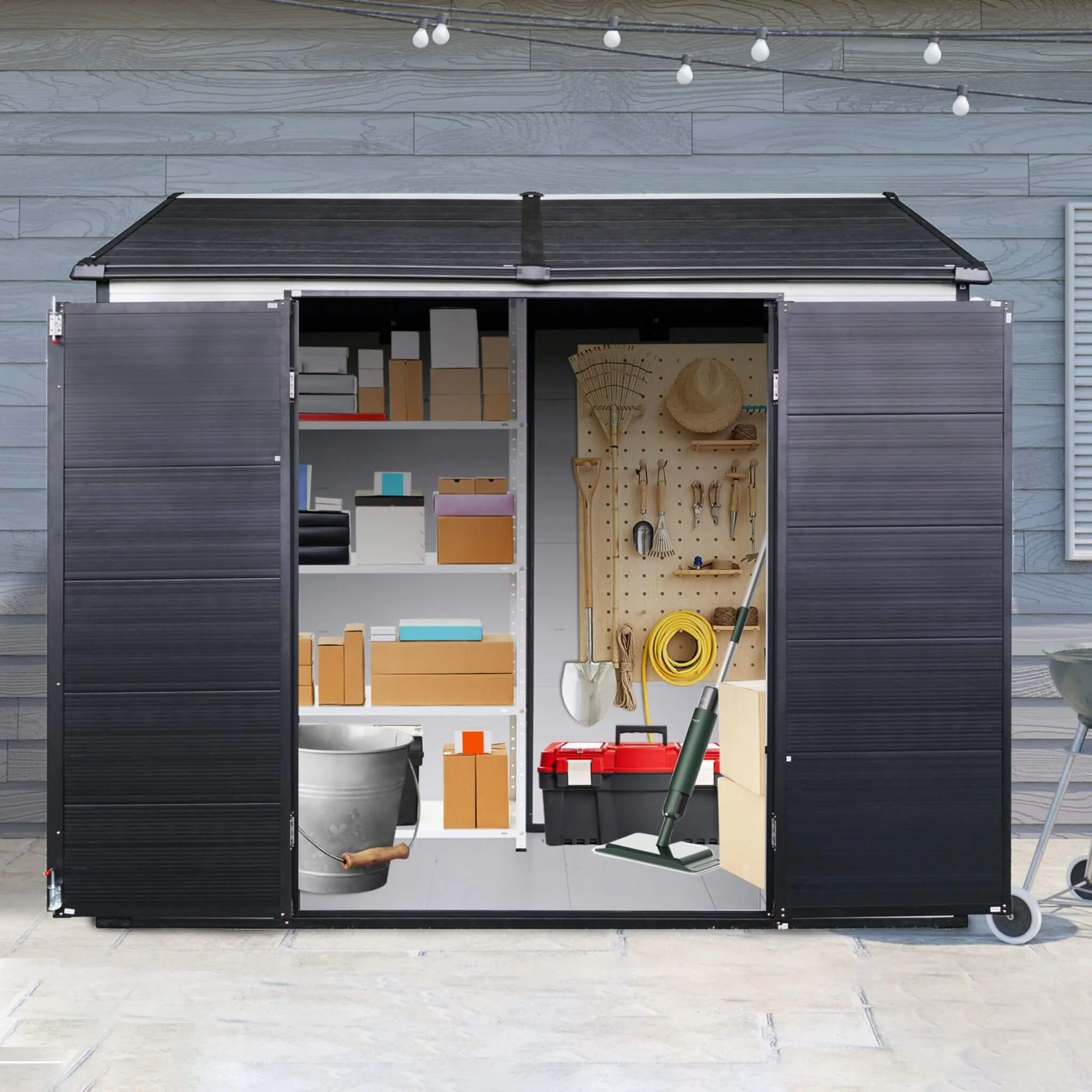 [06X08FT] Alora Heavy-Duty Outdoor Resin Storage Shed With Lockable Doors And Built-In Floor (SAK26342) - Image 5