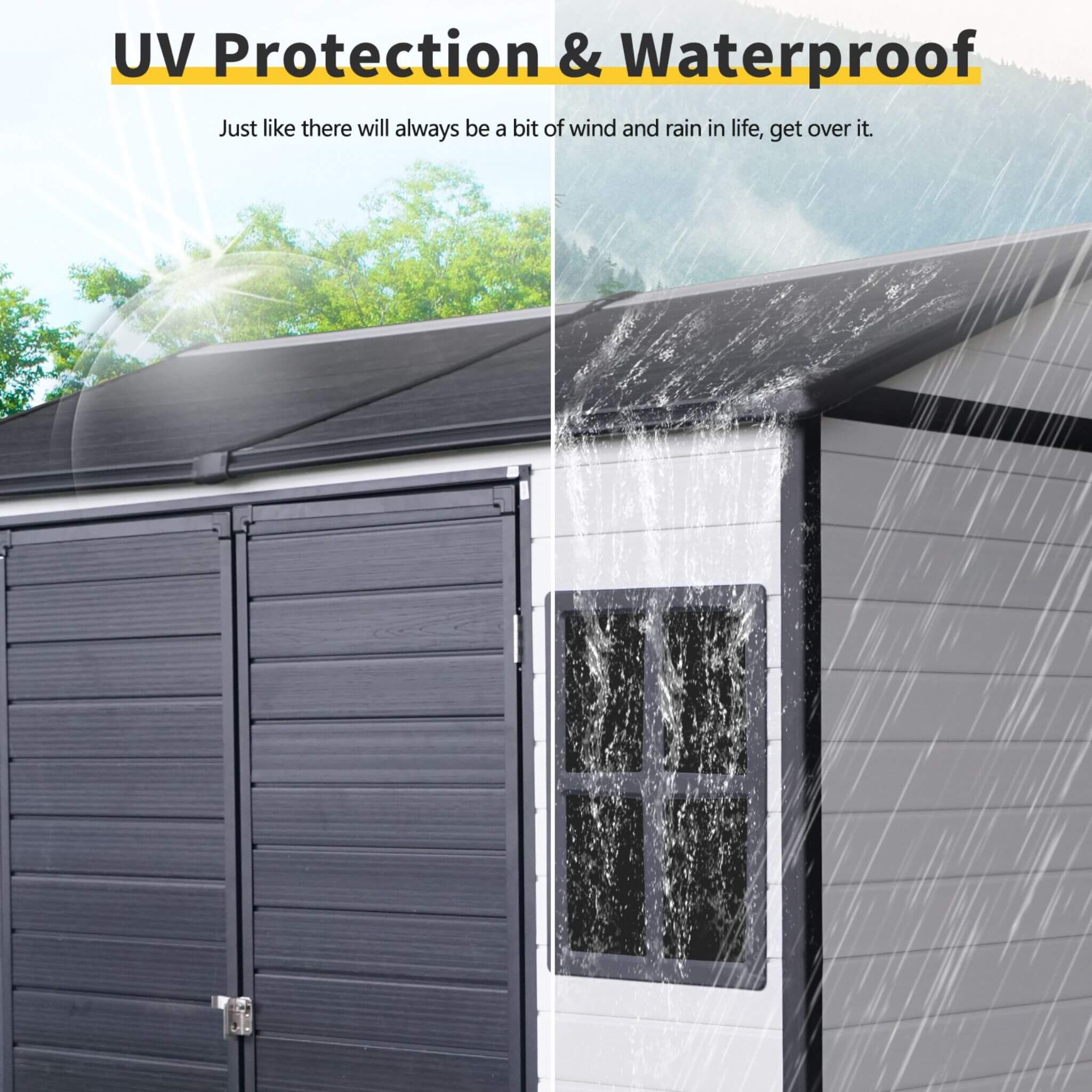 [06X08FT] Alora Heavy-Duty Outdoor Resin Storage Shed With Lockable Doors And Built-In Floor (SAK26342) - Image 6