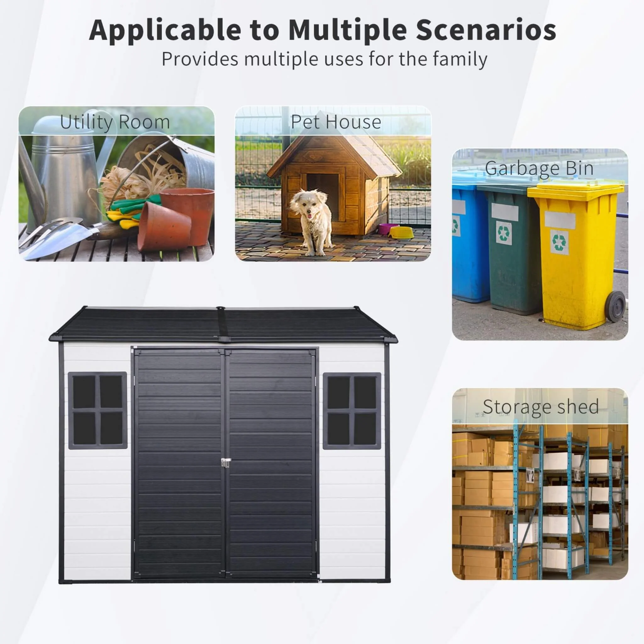 [06X08FT] Alora Heavy-Duty Outdoor Resin Storage Shed With Lockable Doors And Built-In Floor (SAK26342) - Image 7