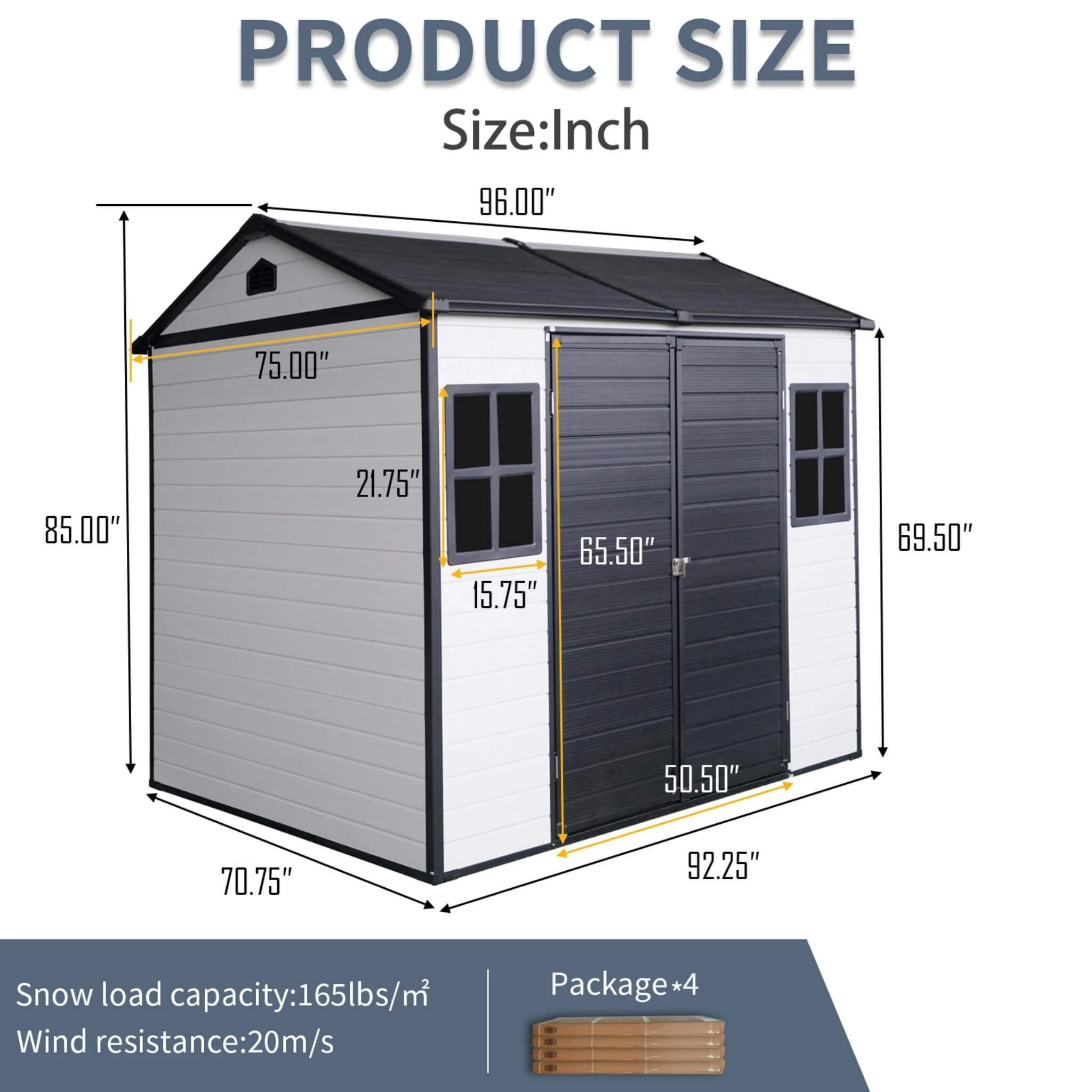 [06X08FT] Alora Heavy-Duty Outdoor Resin Storage Shed With Lockable Doors And Built-In Floor (SAK26342) - Image 8