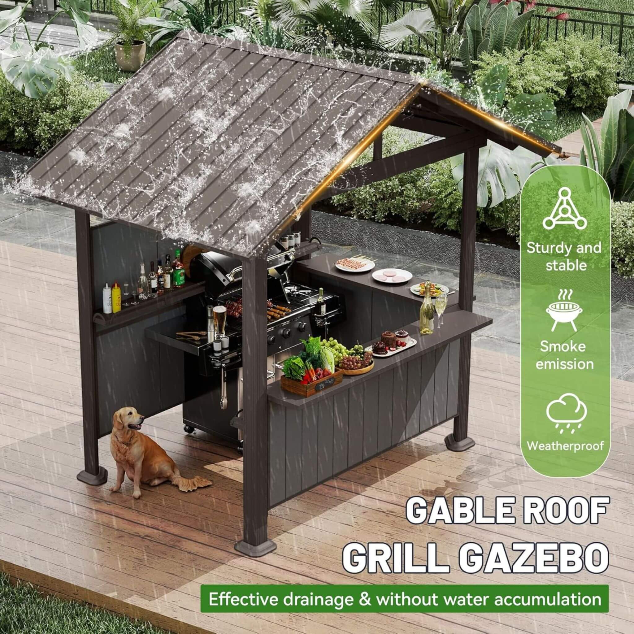 [06X09FT] Alora Heavy-Duty Gable Roof Hardtop Grill Gazebo (SAK49731) - Image 3