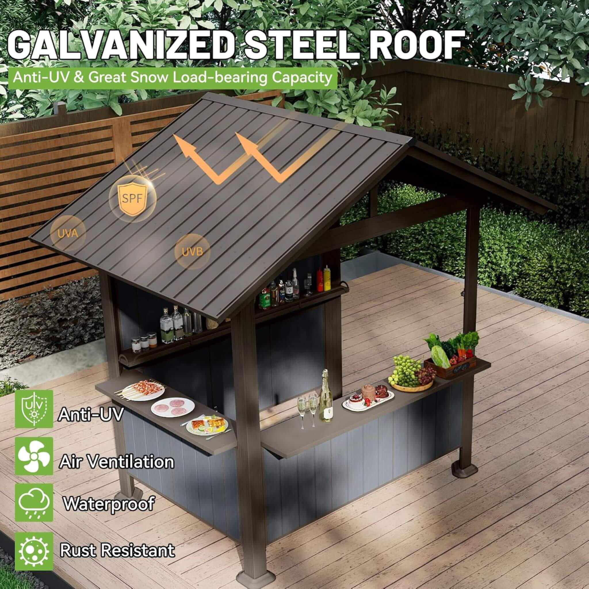 [06X09FT] Alora Heavy-Duty Gable Roof Hardtop Grill Gazebo (SAK49731) - Image 4