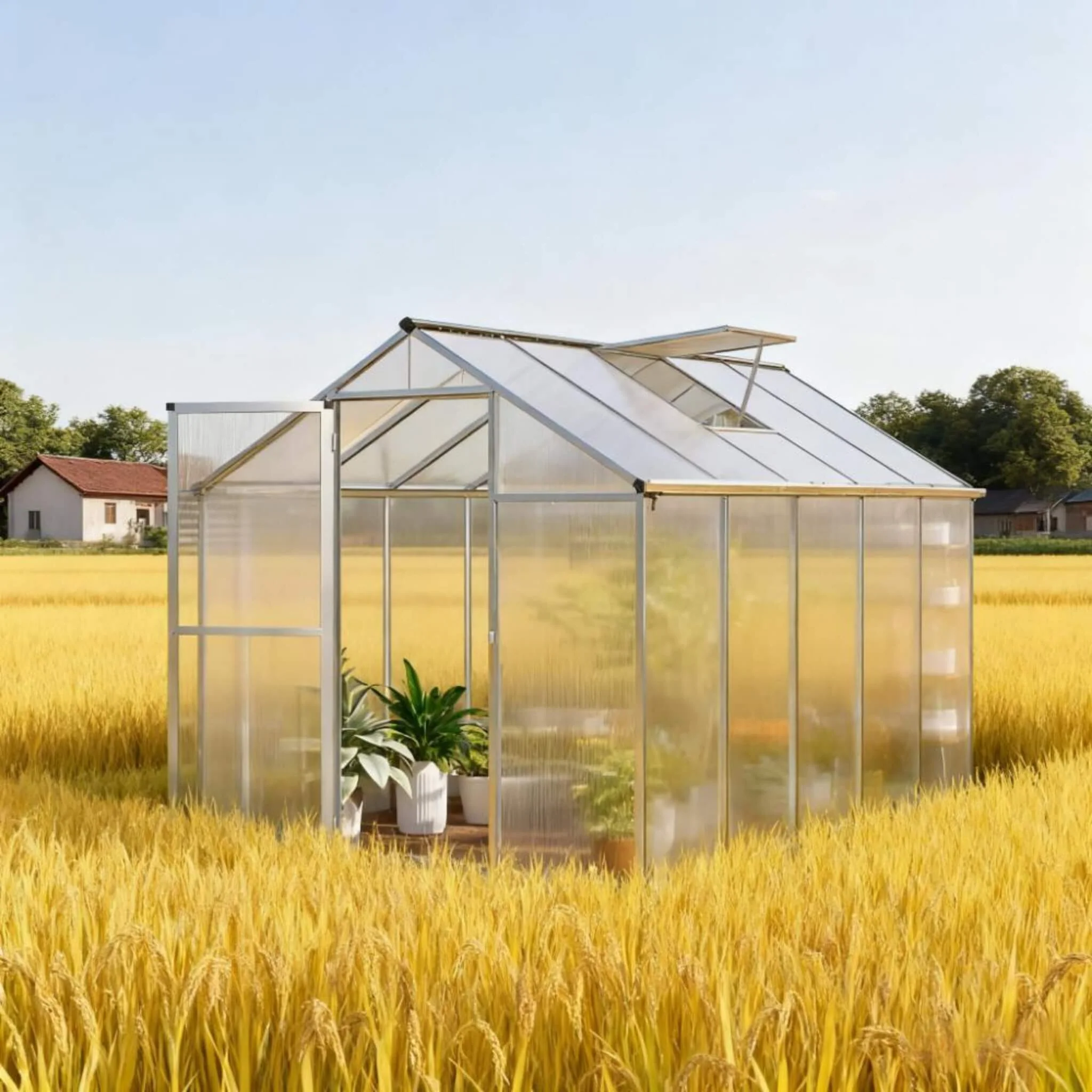 [06X10FT] Alora Large Walk-In Backyard Greenhouse W/ Rainwater Collection System And Roof Vent (SAK93581) - Image 4