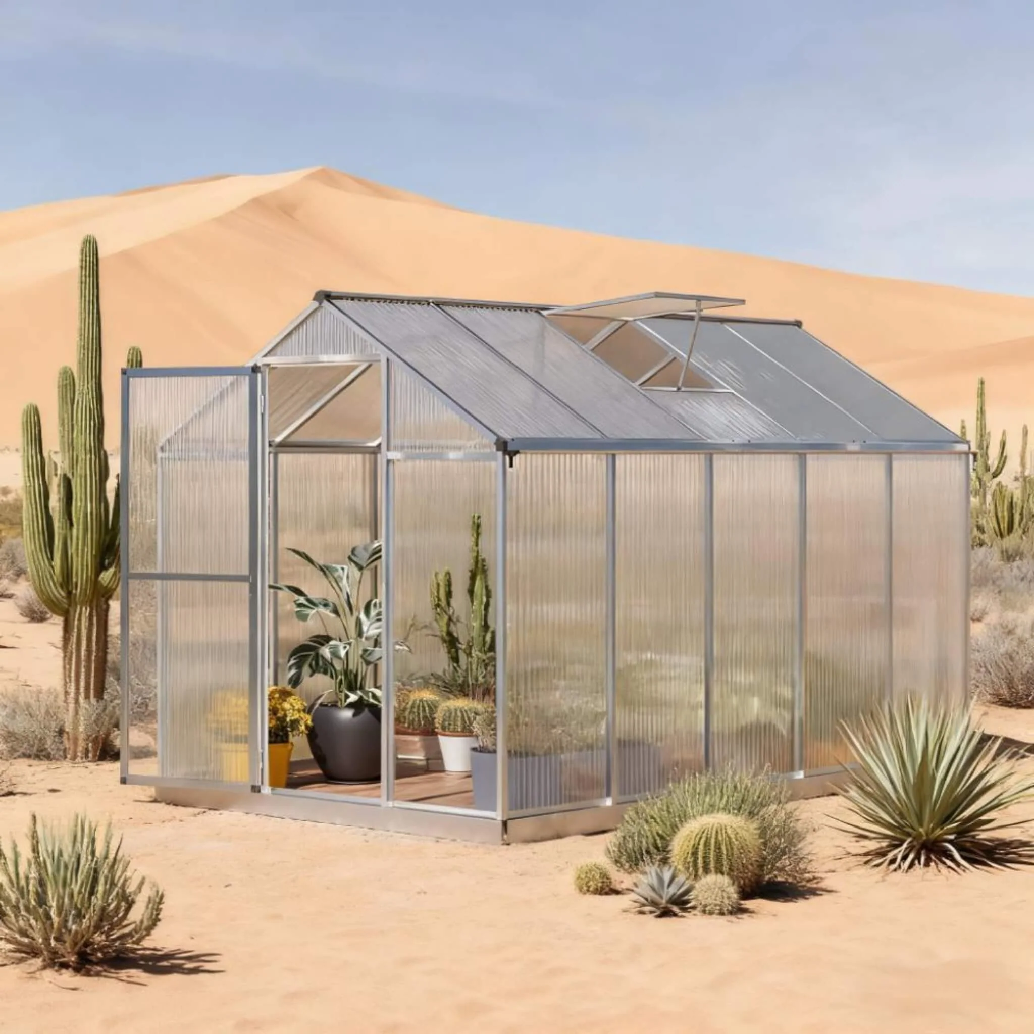 [06X10FT] Alora Large Walk-In Backyard Greenhouse W/ Rainwater Collection System And Roof Vent (SAK93581) - Image 5