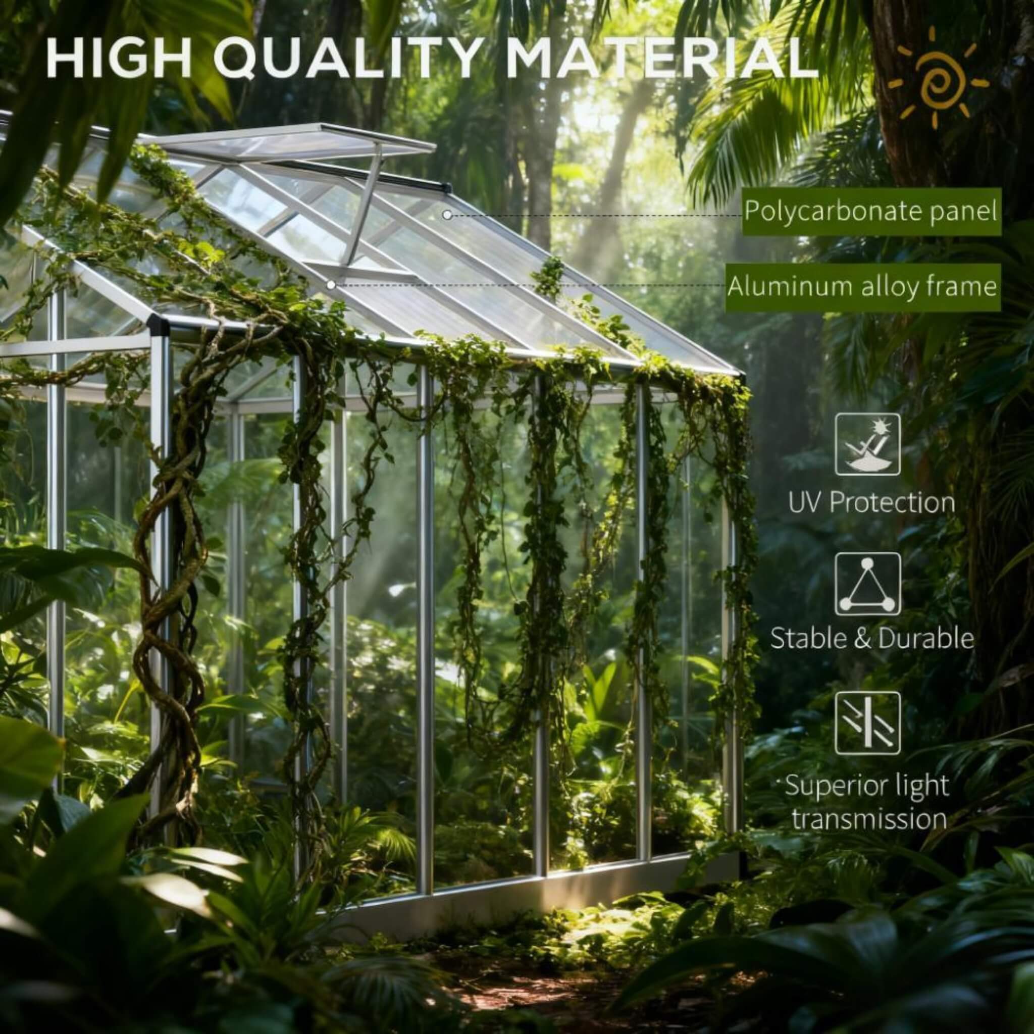 [06X10FT] Alora Large Walk-In Backyard Greenhouse W/ Rainwater Collection System And Roof Vent (SAK93581) - Image 6