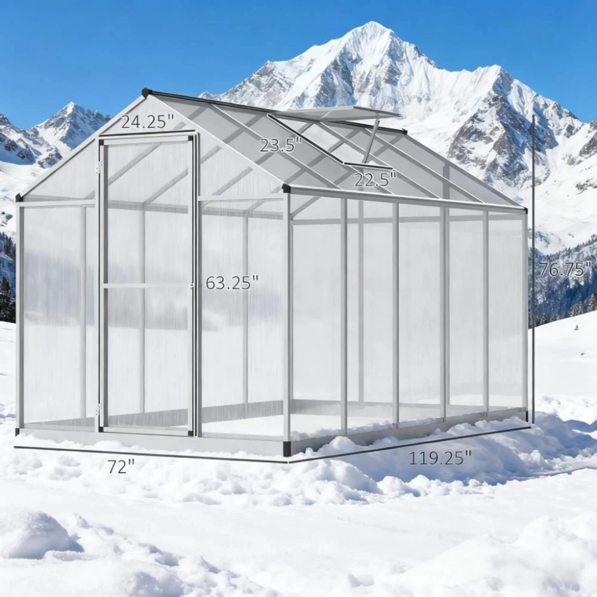 [06X10FT] Alora Large Walk-In Backyard Greenhouse W/ Rainwater Collection System And Roof Vent (SAK93581) - Image 7
