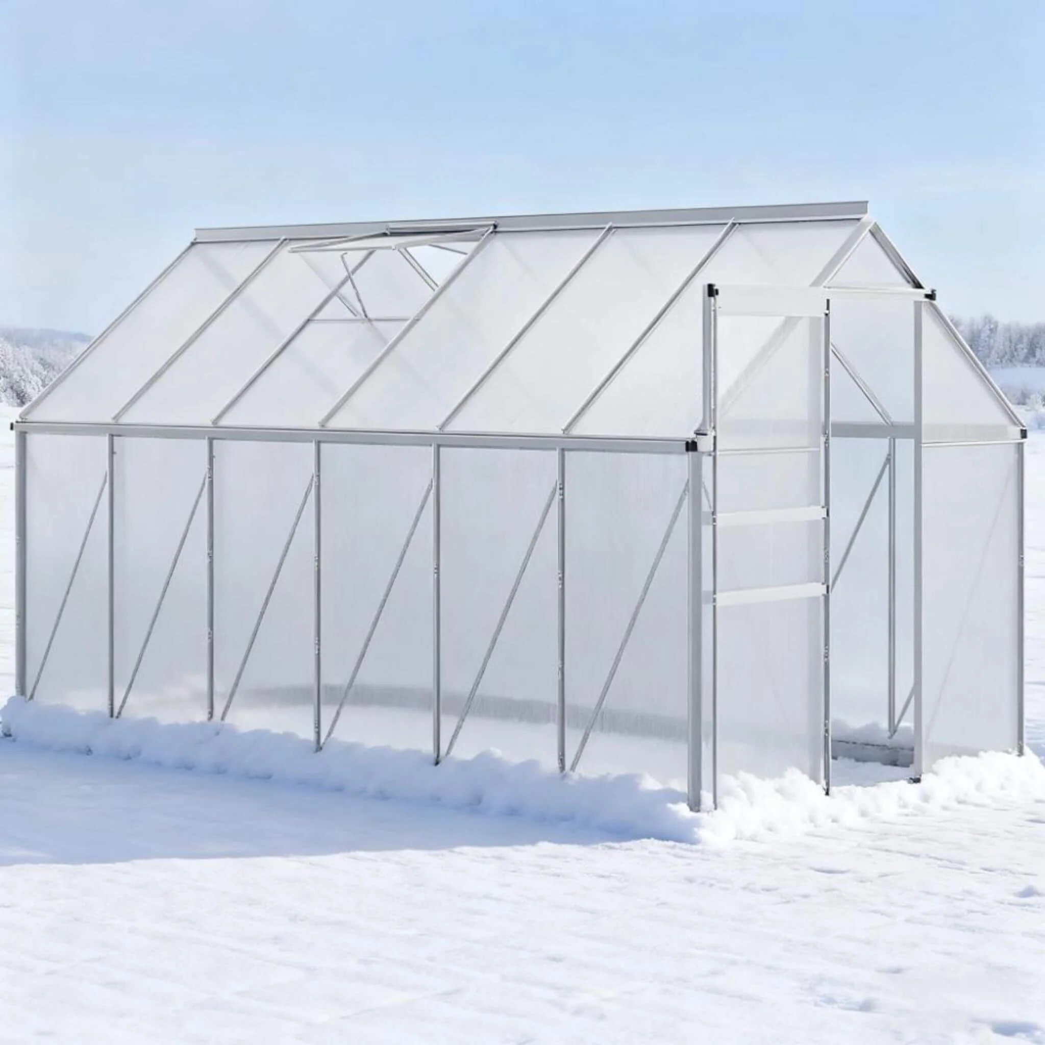 [06X12FT] Heavy-Duty Aluminum Walk-In Greenhouse With Rooftop Vent And Sliding Door (SAK69048) - Image 3