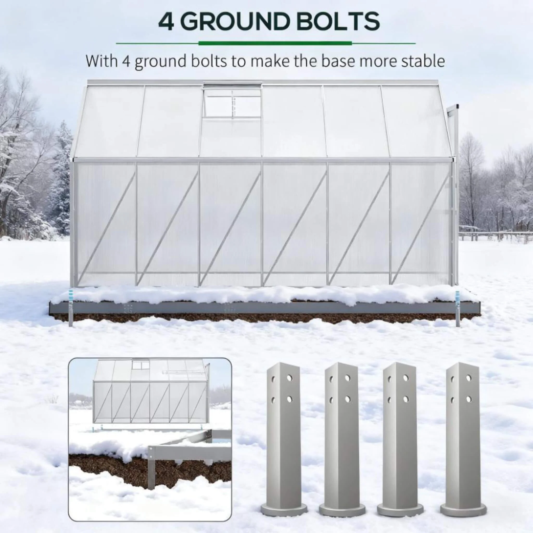 [06X12FT] Heavy-Duty Aluminum Walk-In Greenhouse With Rooftop Vent And Sliding Door (SAK69048) - Image 4