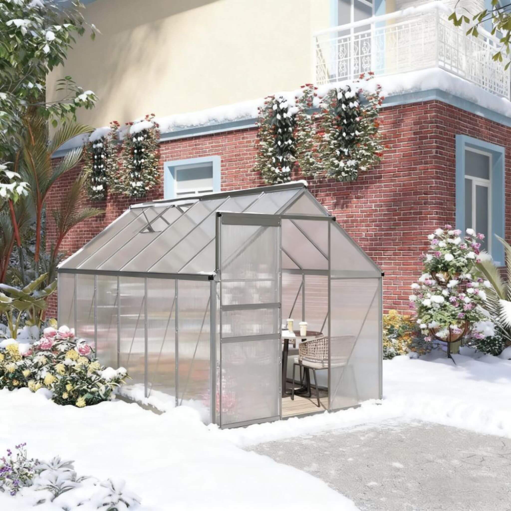 [06X12FT] Heavy-Duty Aluminum Walk-In Greenhouse With Rooftop Vent And Sliding Door (SAK69048) - Image 5