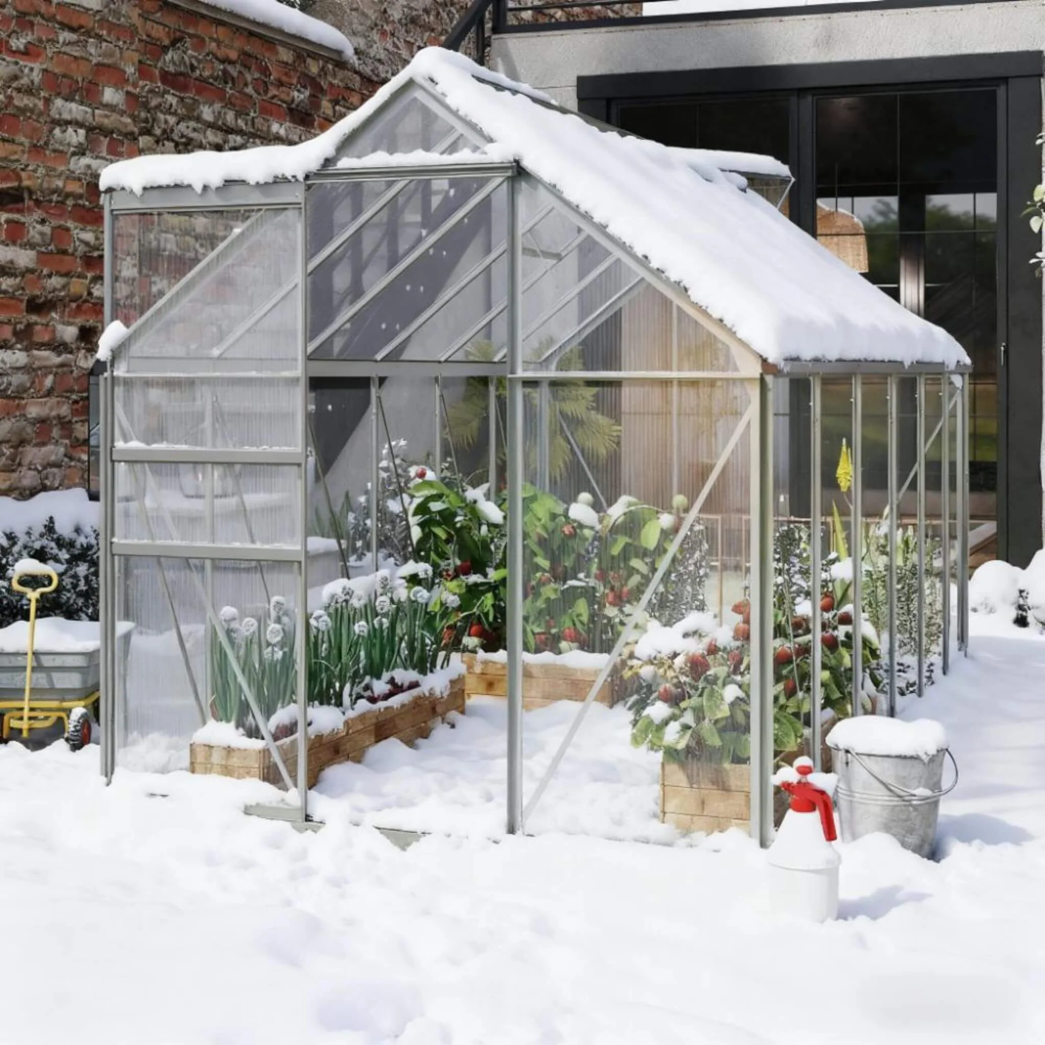 [06X12FT] Heavy-Duty Aluminum Walk-In Greenhouse With Rooftop Vent And Sliding Door (SAK69048) - Image 7