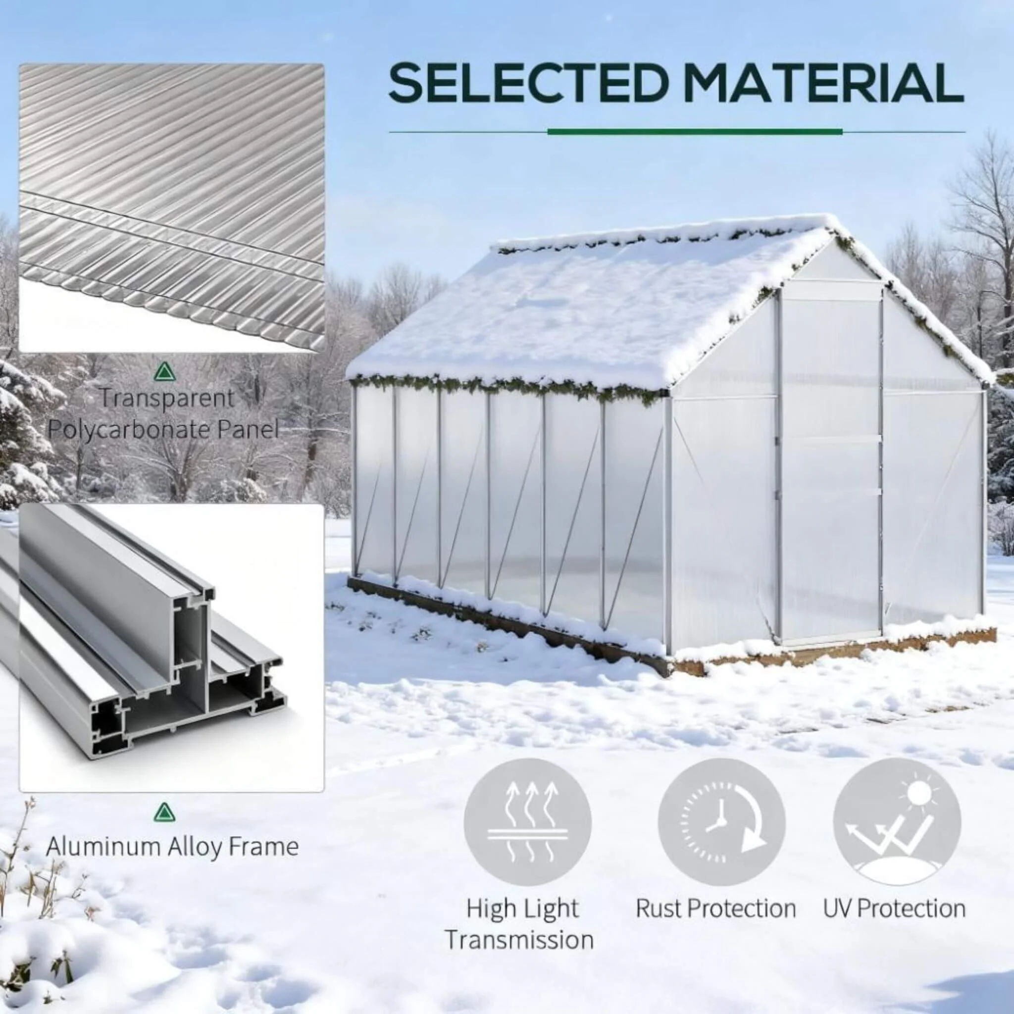 [06X12FT] Heavy-Duty Aluminum Walk-In Greenhouse With Rooftop Vent And Sliding Door (SAK69048) - Image 8