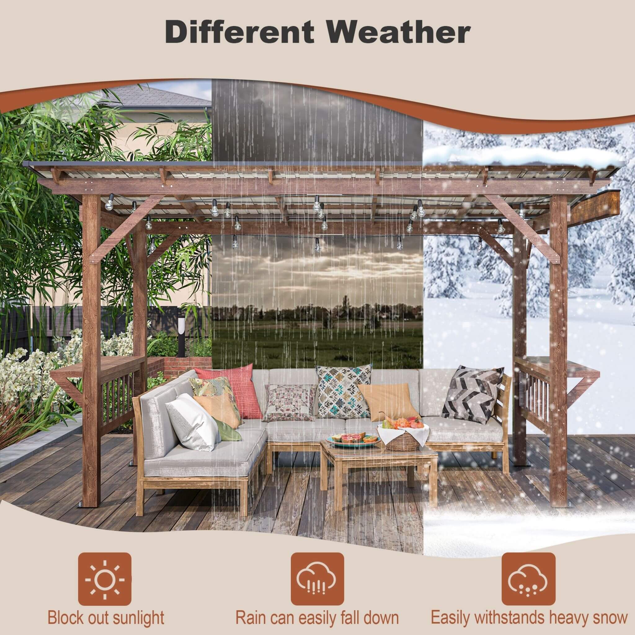 [06X13FT] Alora Durable Outdoor Hardtop BBQ Grill Shelter Gazebo With Shelves (SAK65420) - Image 4