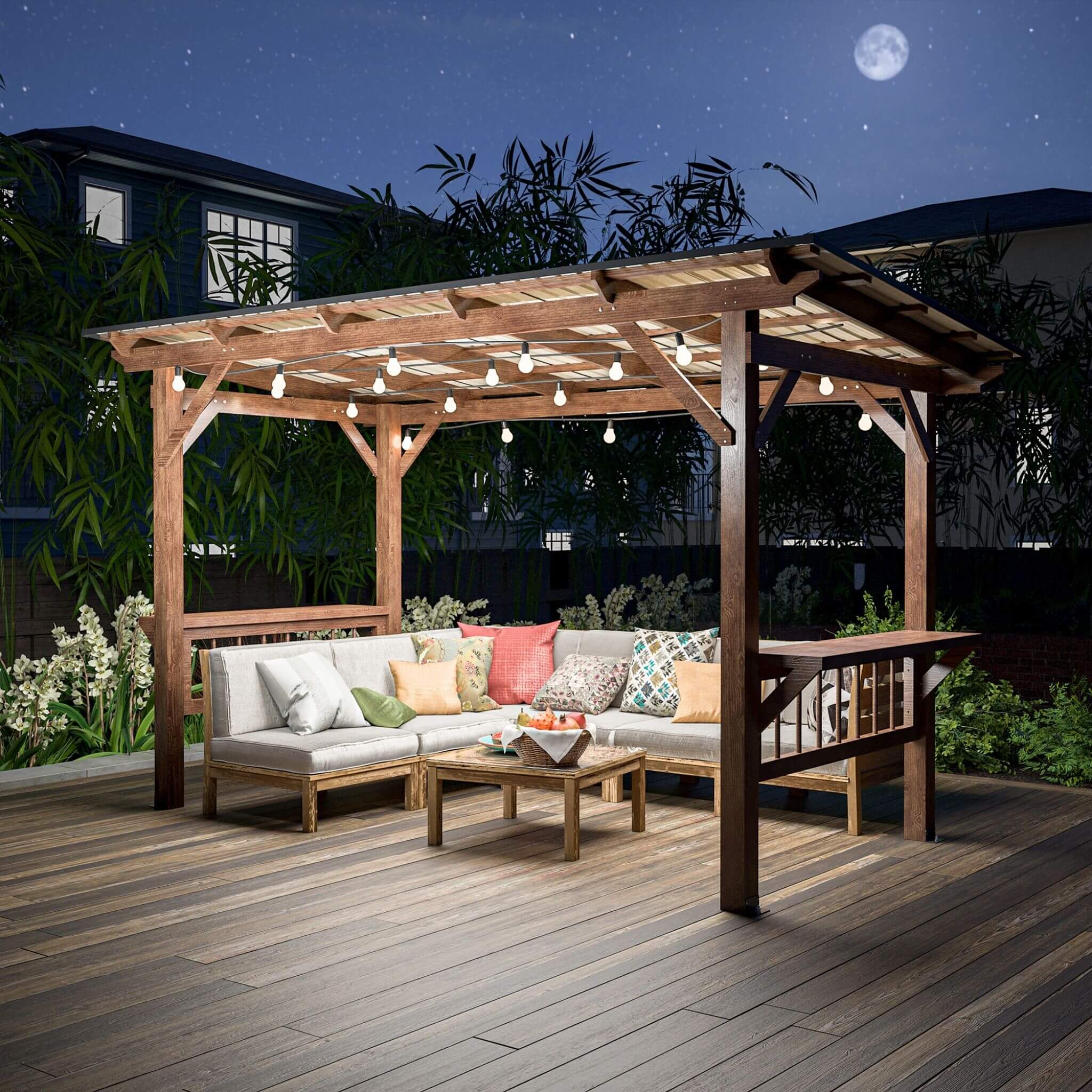 [06X13FT] Alora Durable Outdoor Hardtop BBQ Grill Shelter Gazebo With Shelves (SAK65420) - Image 5