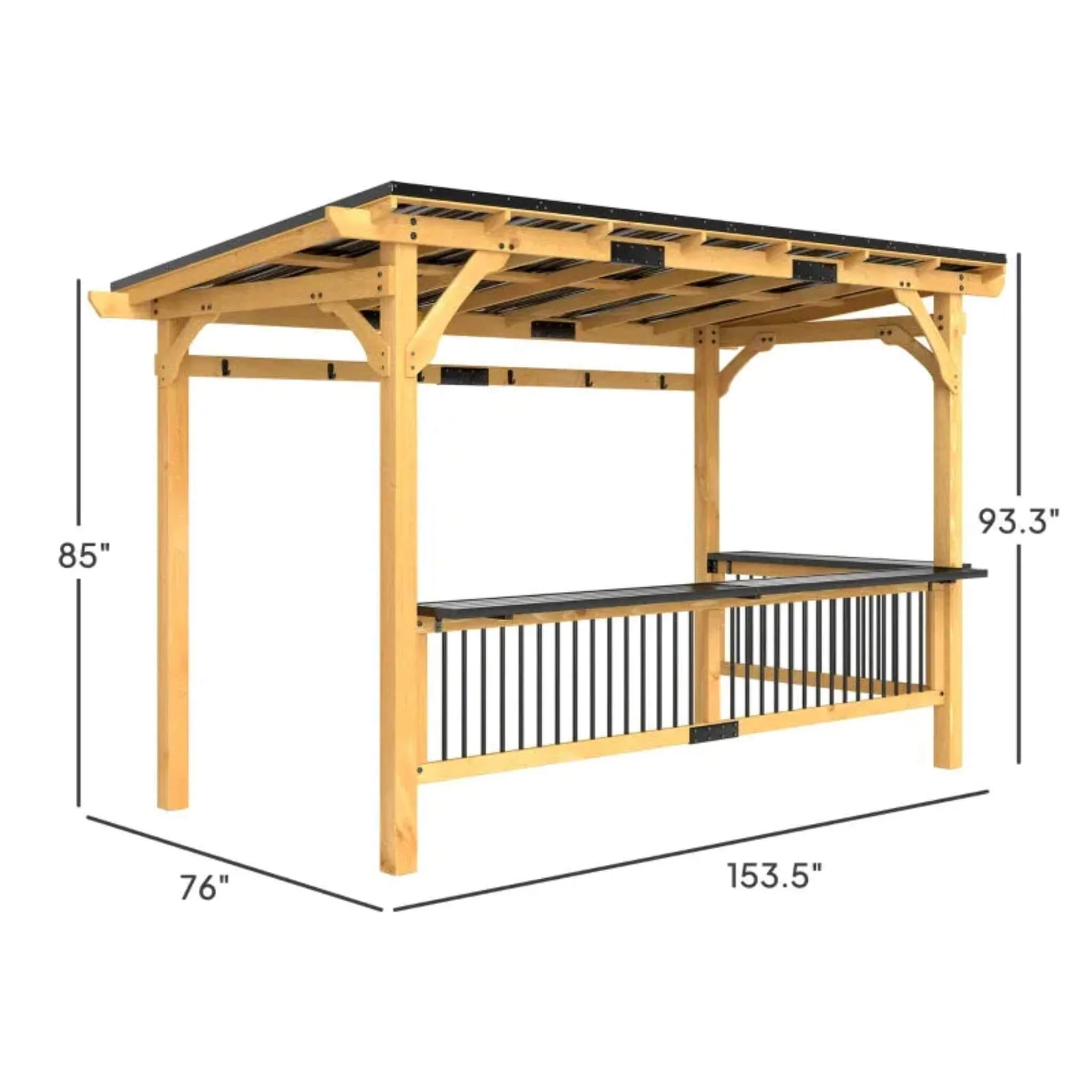 [06X13FT] Premium Outdoor Hardtop Wooden BBQ Grill Gazebo (SAK97420) - Image 9