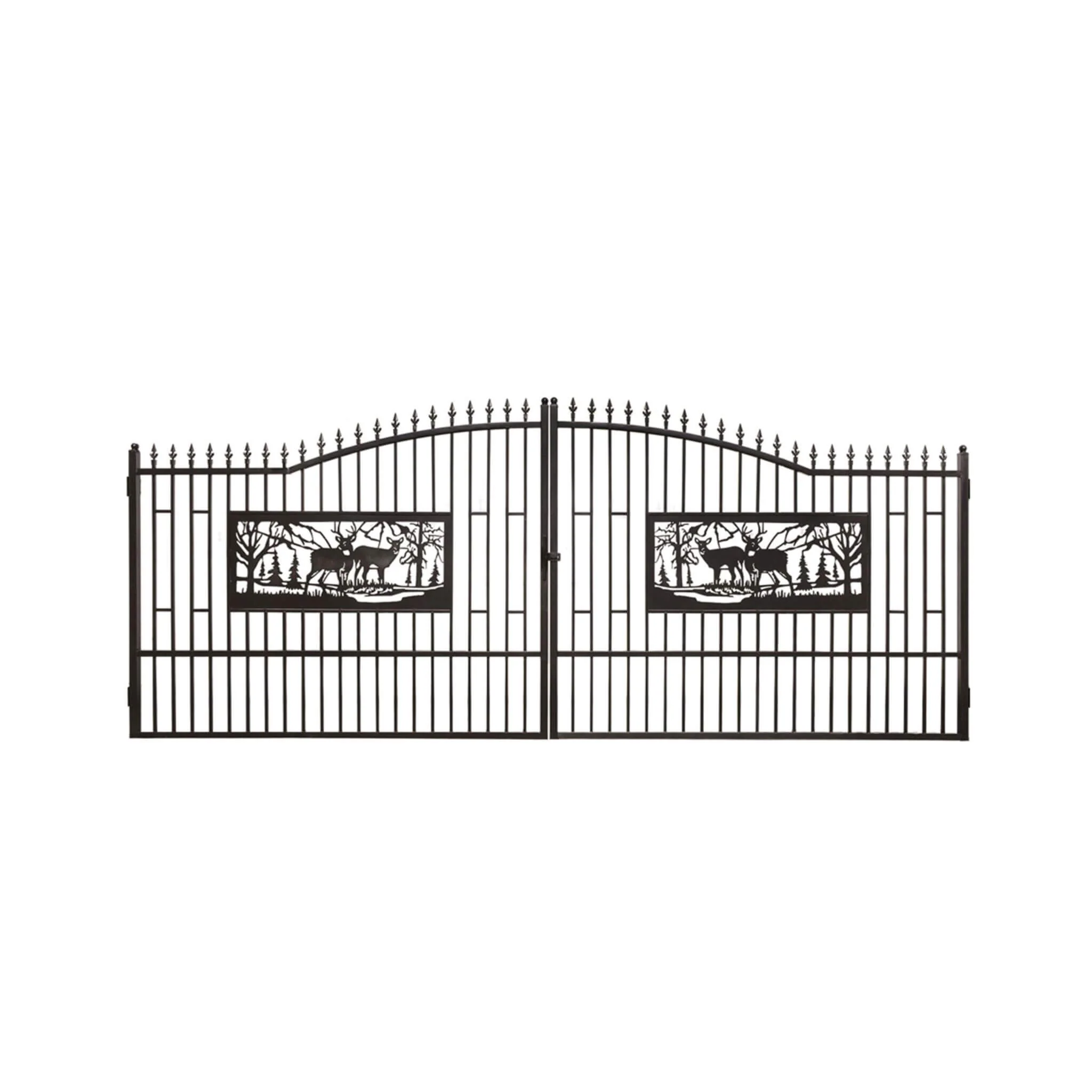 [07X20FT] Heavy-Duty Deer Motif Style Bi-Parting Galvanized Steel Driveway Entrance Gate (SAK68731) - Image 4