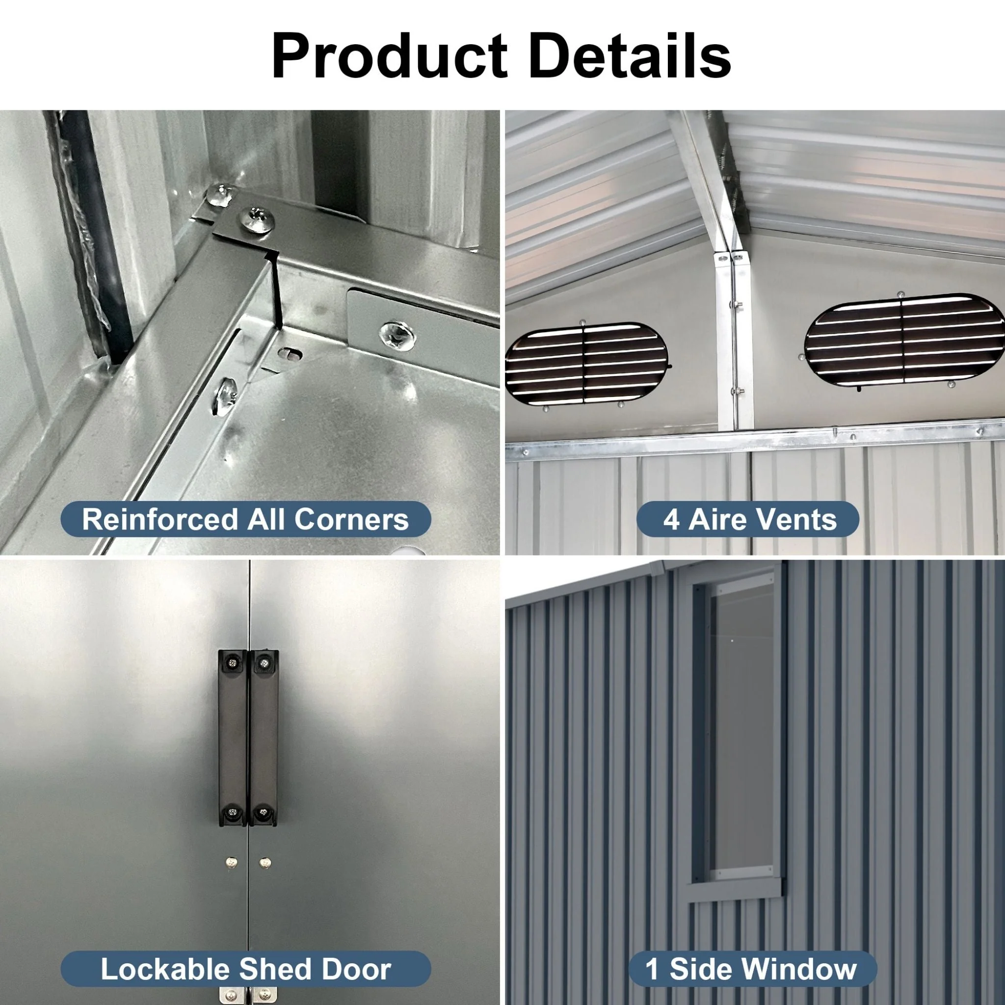 [08X10FT] Large Outdoor Metal Backyard Garden Storage Tool Shed With Window And Lockable Doors (SAK68140) - Image 9