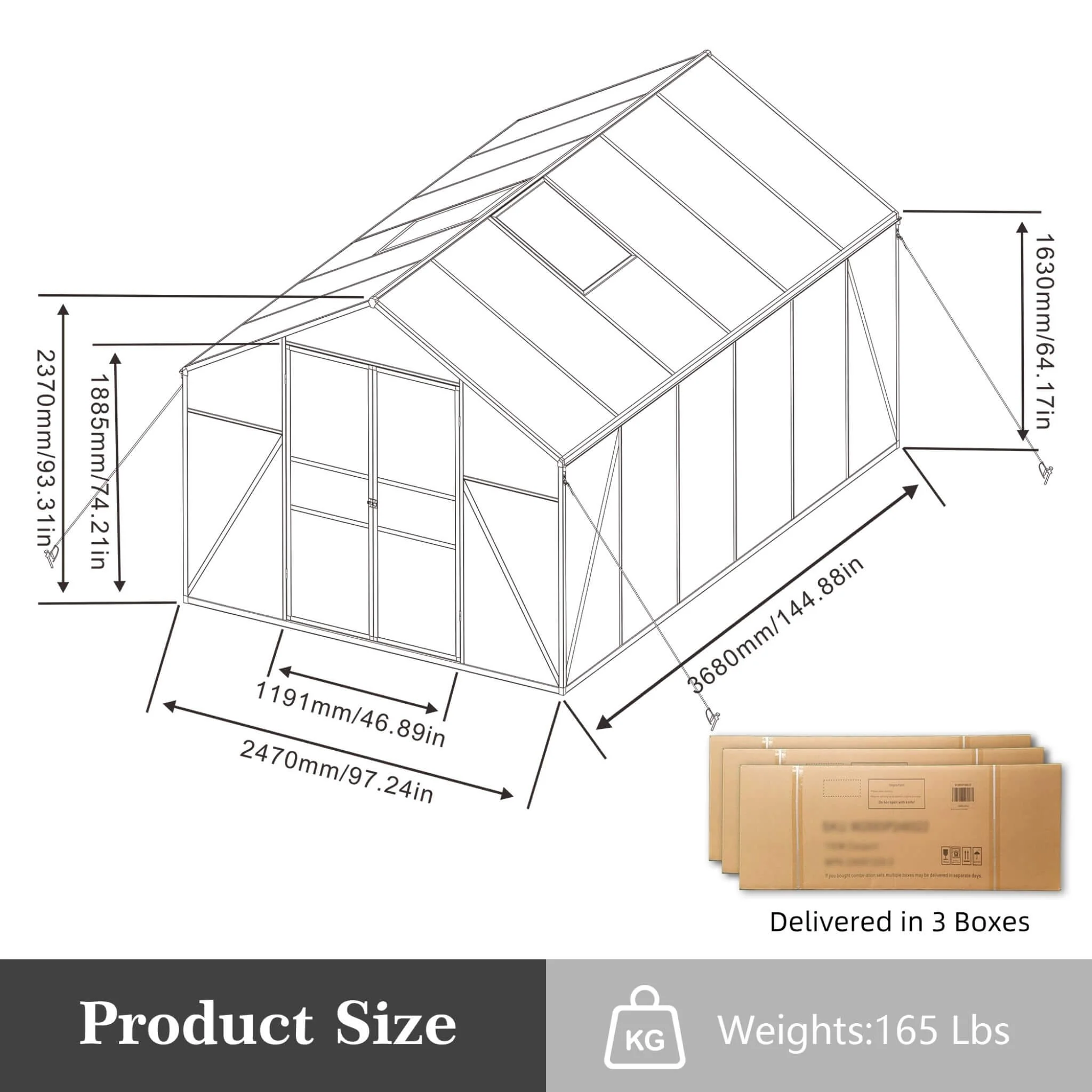 [08X12FT] All-Season Outdoor Backyard Polycarbonate Greenhouse With Raised Base And Aluminum Frame (SAK78614) - Image 16