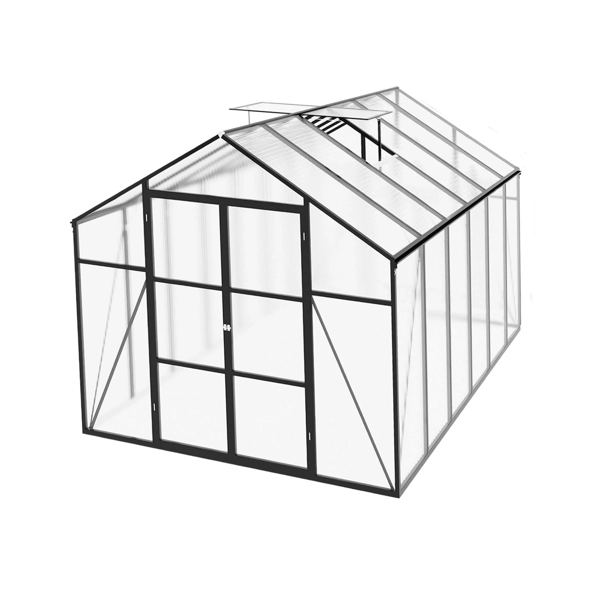 [08X12FT] All-Season Outdoor Backyard Polycarbonate Greenhouse With Raised Base And Aluminum Frame (SAK78614) - Image 3