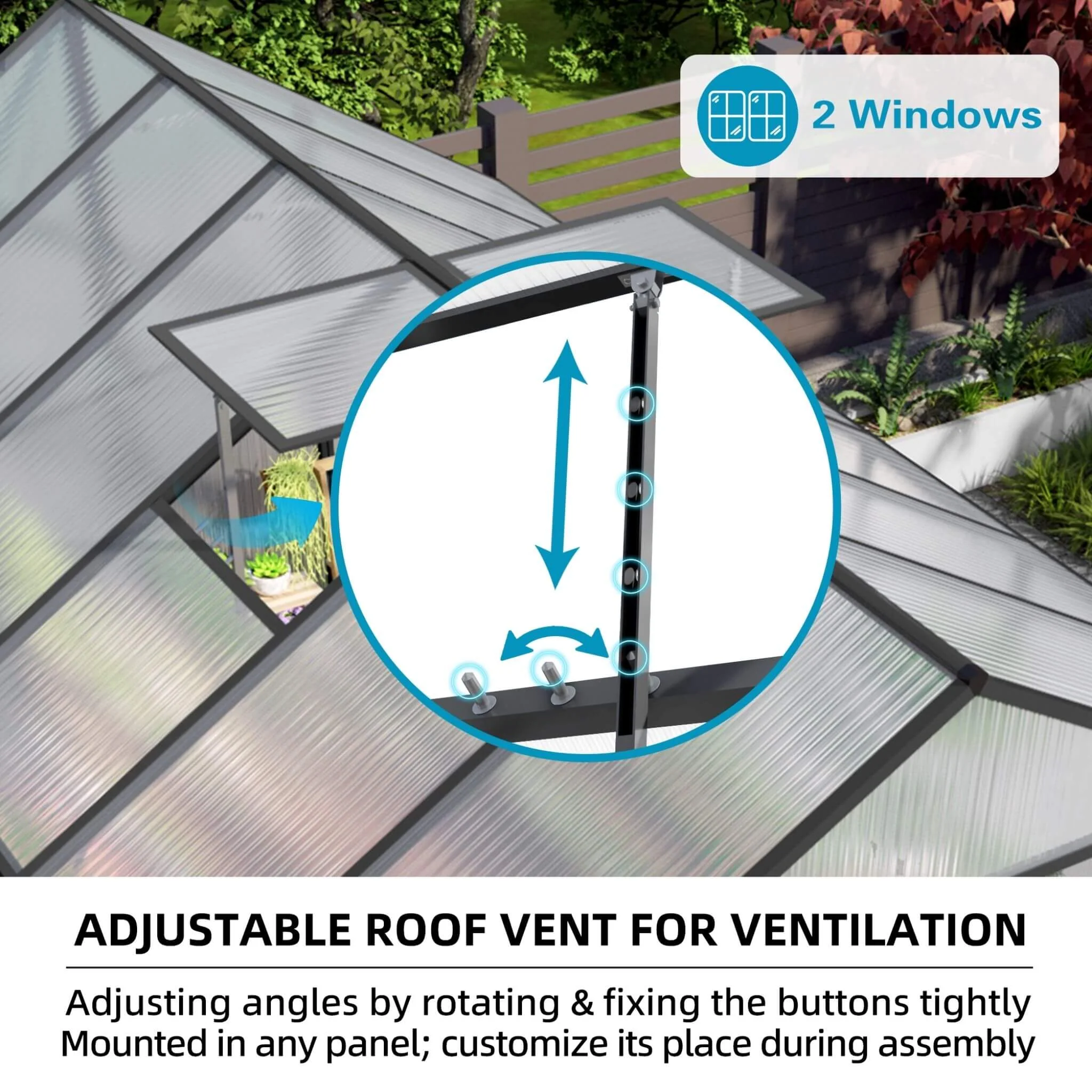 [08X12FT] All-Season Outdoor Backyard Polycarbonate Greenhouse With Raised Base And Aluminum Frame (SAK78614) - Image 5