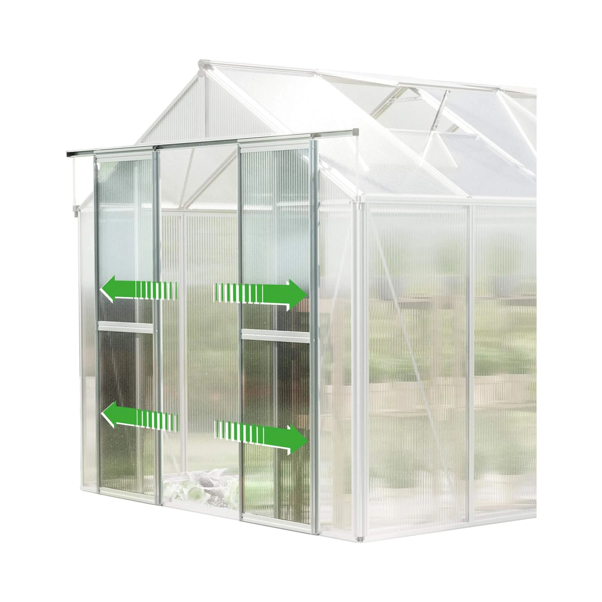 [08X12FT] Heavy-Duty Polycarbonate Outdoor Greenhouse With Aluminum Frame And Sliding Doors (SAK90426) - Image 4