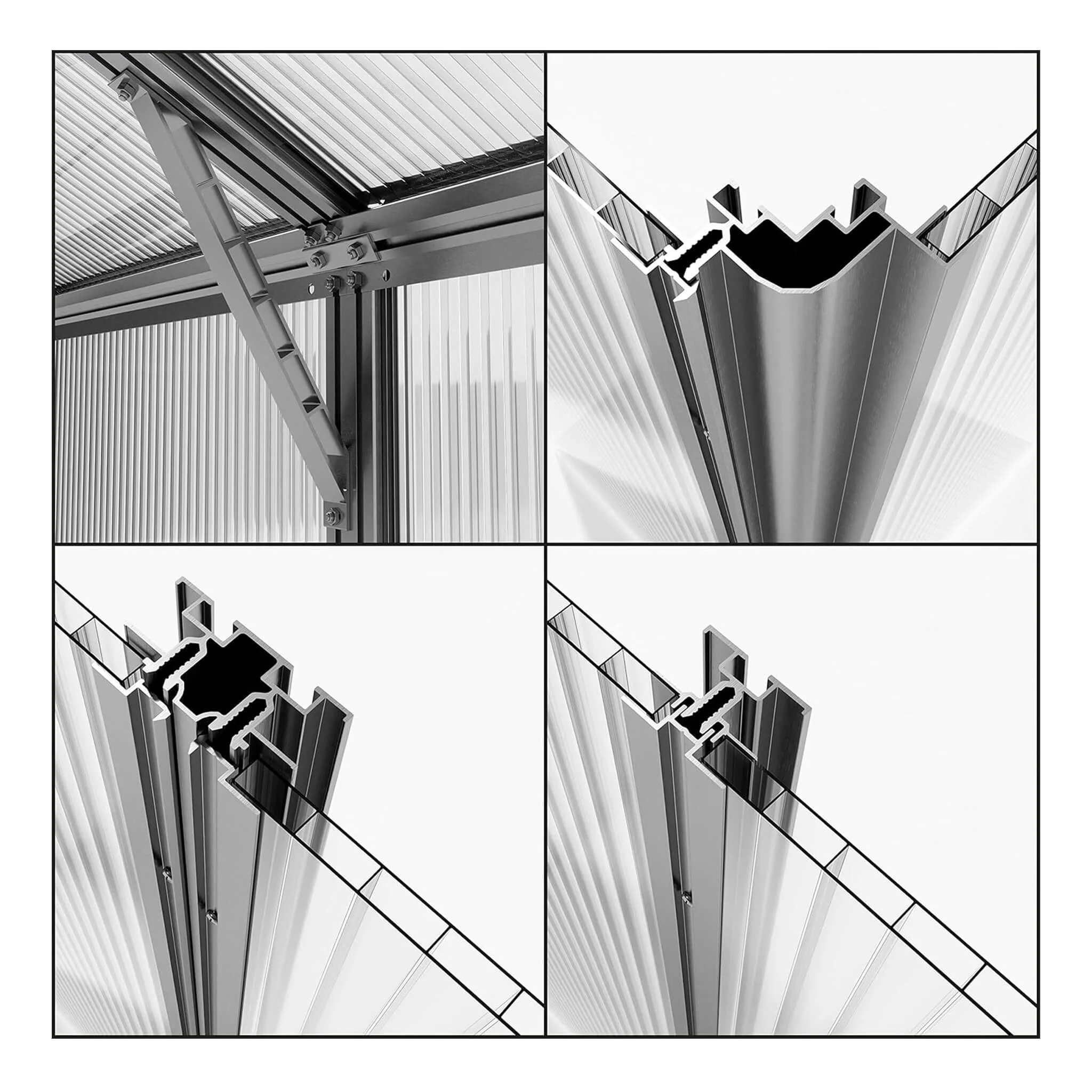[08X12FT] Heavy-Duty Polycarbonate Outdoor Greenhouse With Aluminum Frame And Sliding Doors (SAK90426) - Image 8