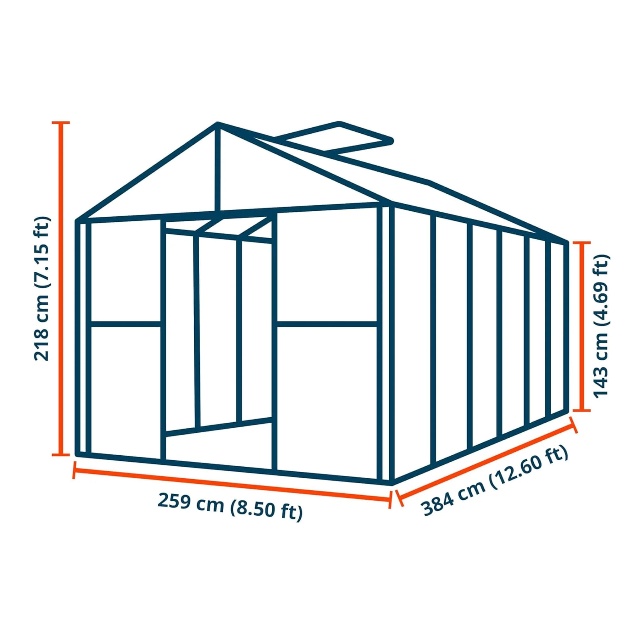 [08X12FT] Heavy-Duty Polycarbonate Outdoor Greenhouse With Aluminum Frame And Sliding Doors (SAK90426) - Image 9