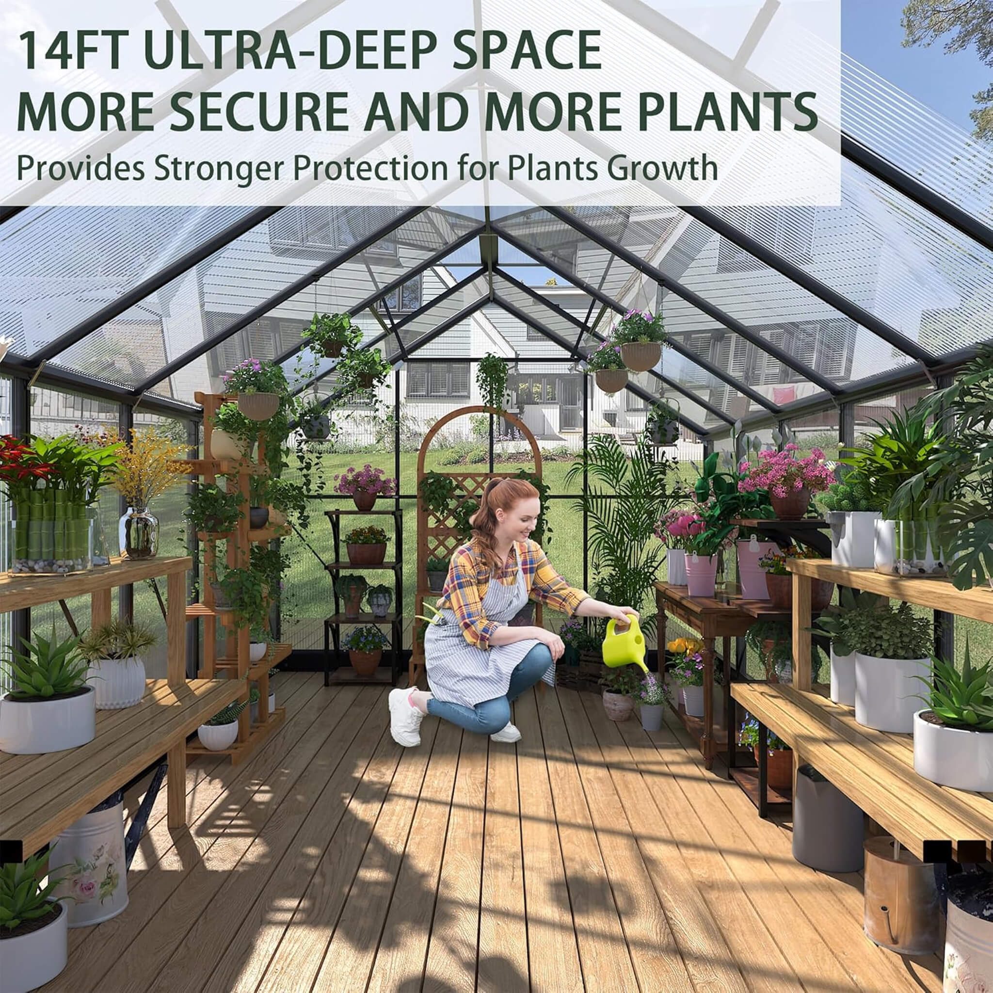 [08X14FT] Outdoor Polycarbonate Greenhouse With Roof Vents & Sliding Doors, 4MM (SAK19426) - Image 6