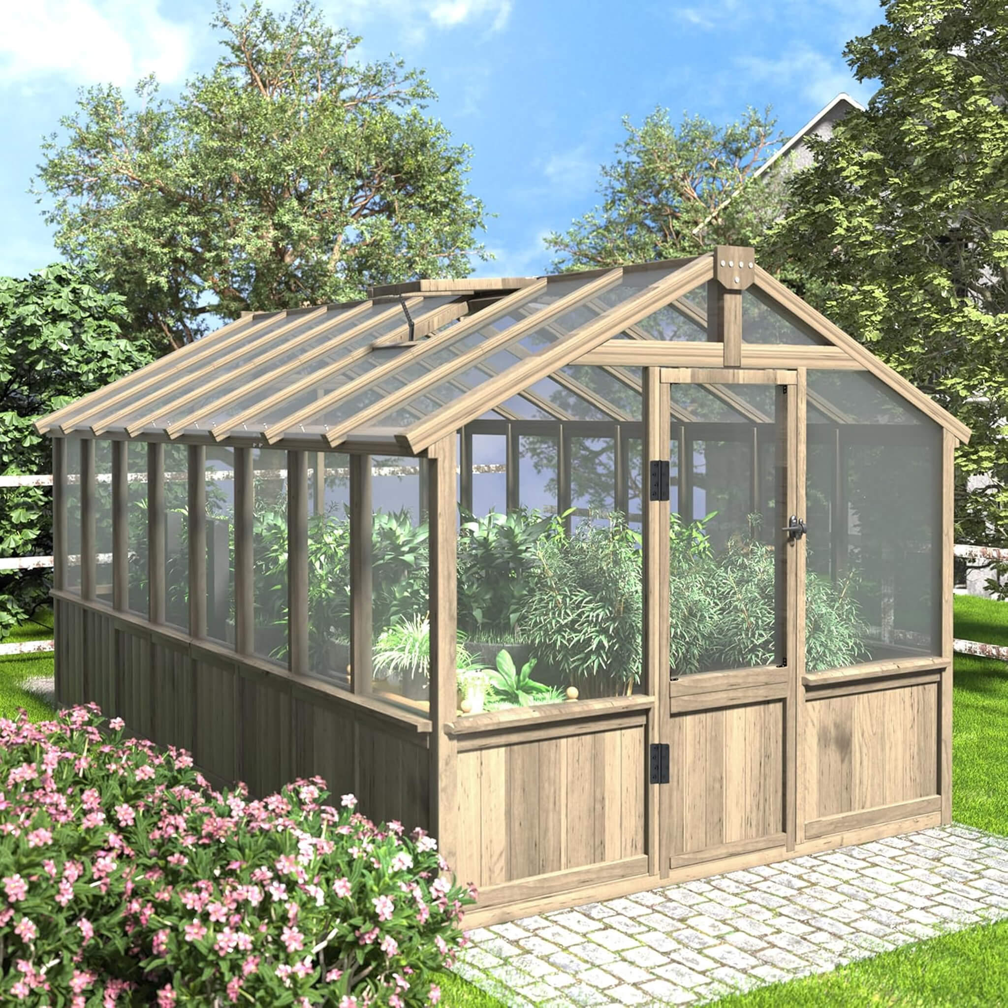 [08X16FT] Large Heavy-Duty Outdoor Wooden Greenhouse With 6MM Polycarbonate Panels And Vent Roof (SAK18467) - Image 10