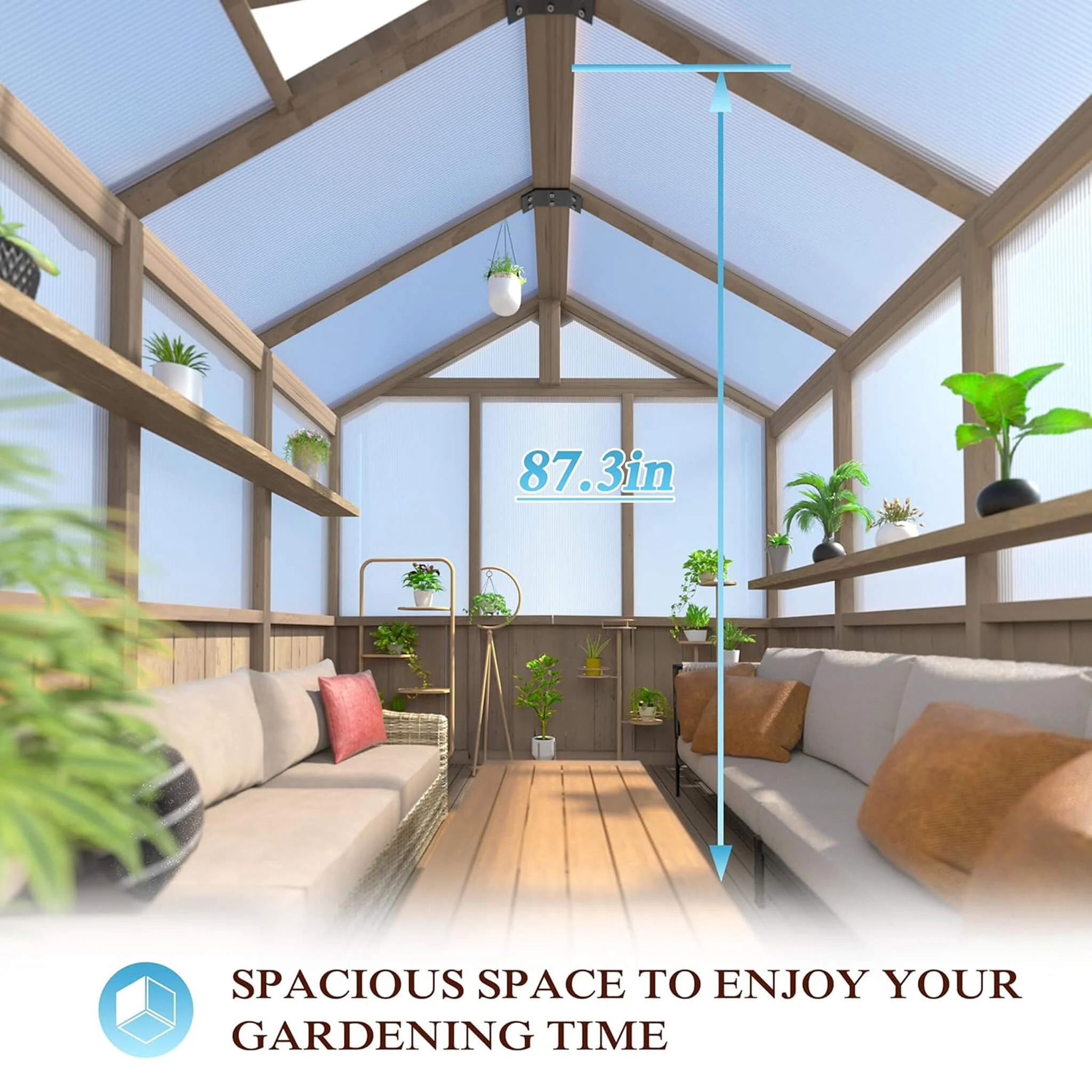 [08X16FT] Large Heavy-Duty Outdoor Wooden Greenhouse With 6MM Polycarbonate Panels And Vent Roof (SAK18467) - Image 6