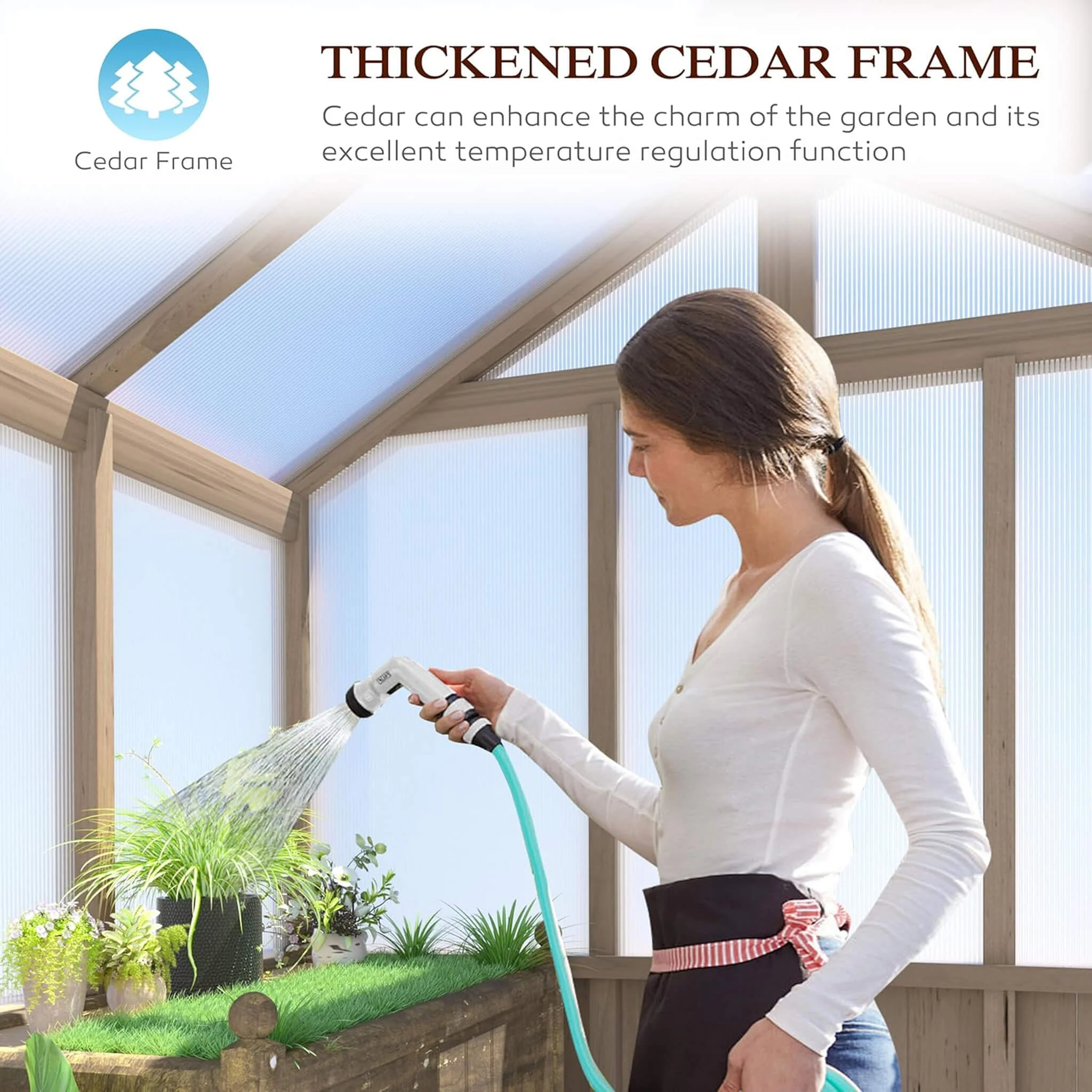 [08X16FT] Large Heavy-Duty Outdoor Wooden Greenhouse With 6MM Polycarbonate Panels And Vent Roof (SAK18467) - Image 8