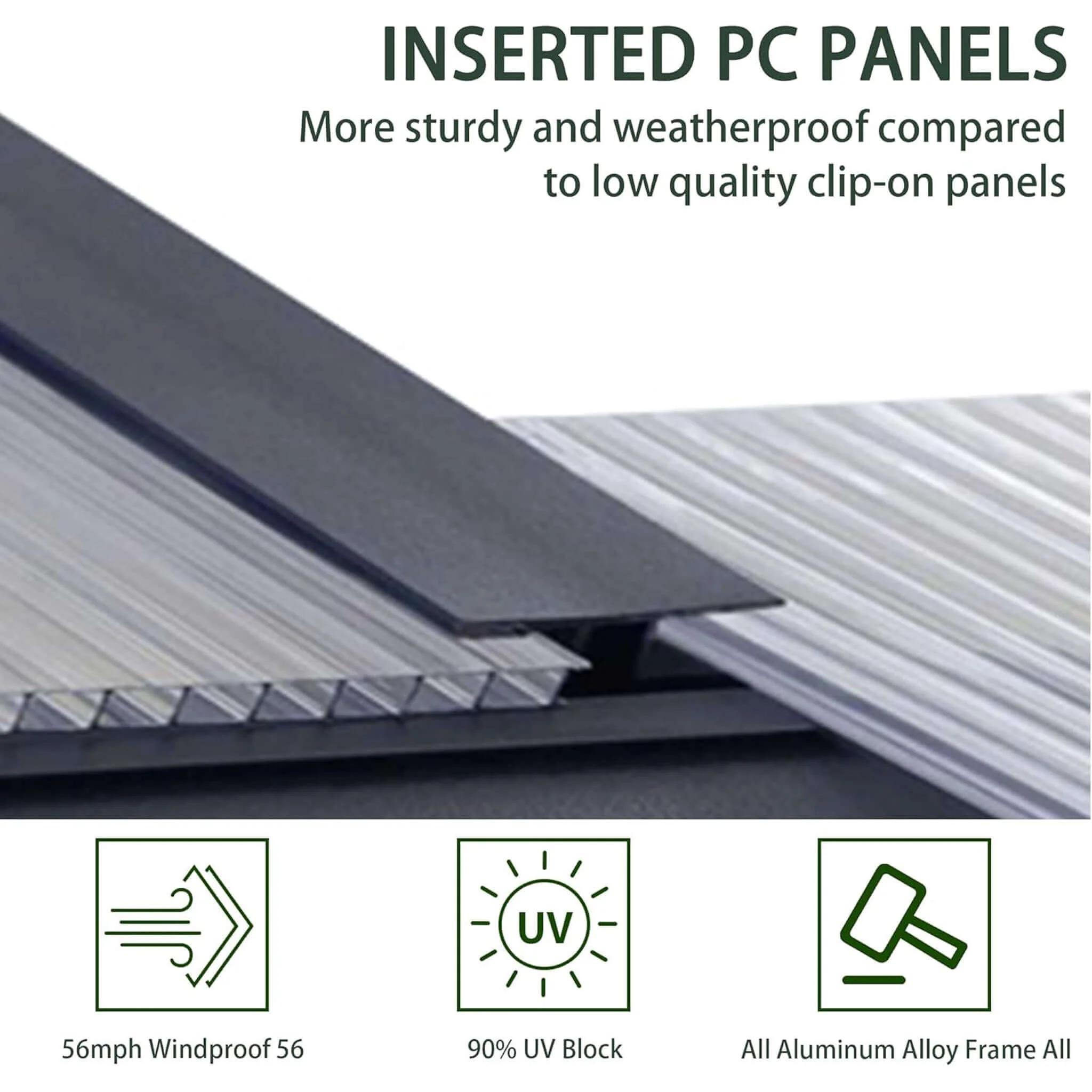 [08X16FT] Premium Outdoor Walk-In Polycarbonate Greenhouse With Roof Vents & Sliding Doors, 4MM (SAK72649) - Image 6