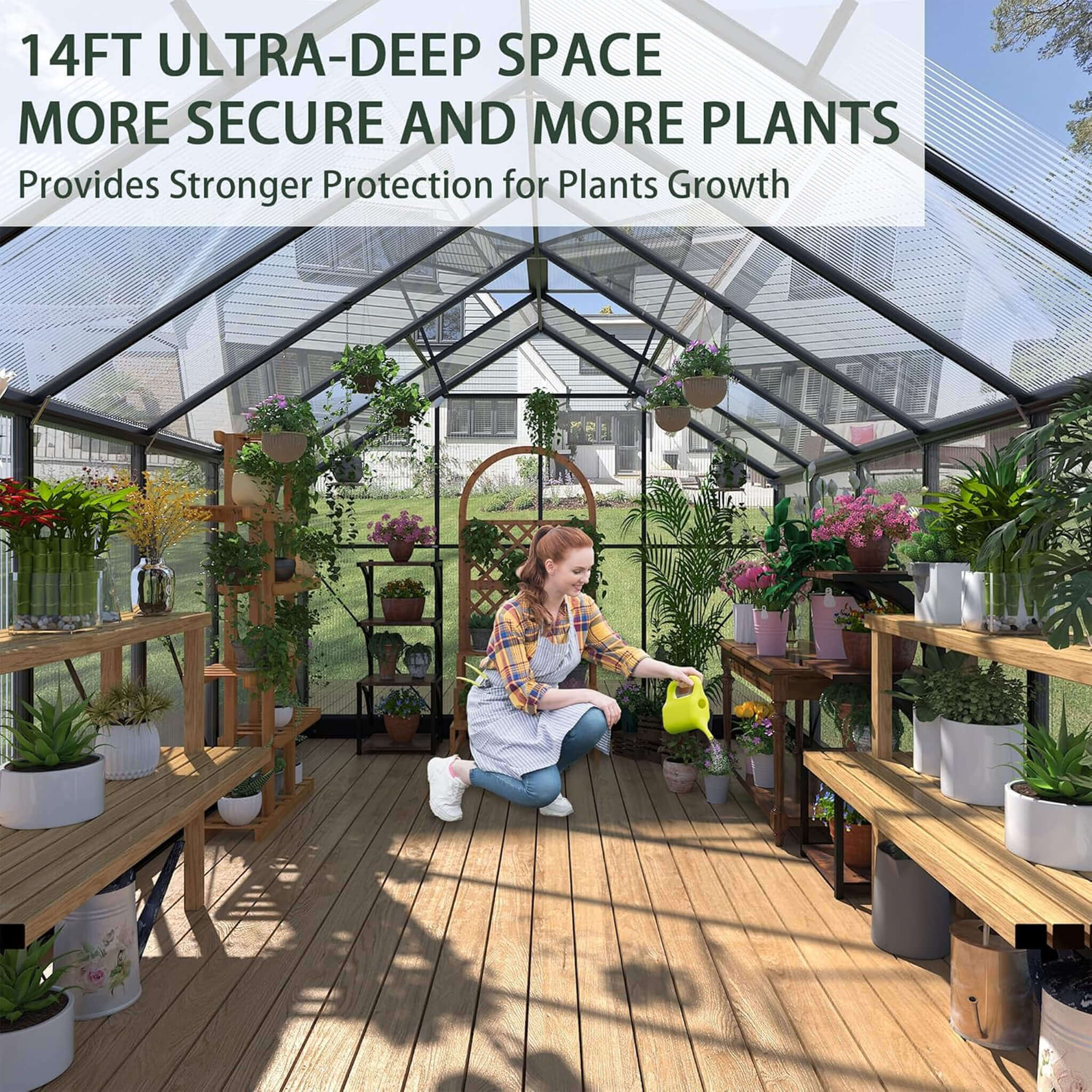 [08X16FT] Premium Outdoor Walk-In Polycarbonate Greenhouse With Roof Vents & Sliding Doors, 4MM (SAK72649) - Image 7